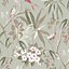 GoodHome Maristow Sage Floral Metallic effect Textured Wallpaper