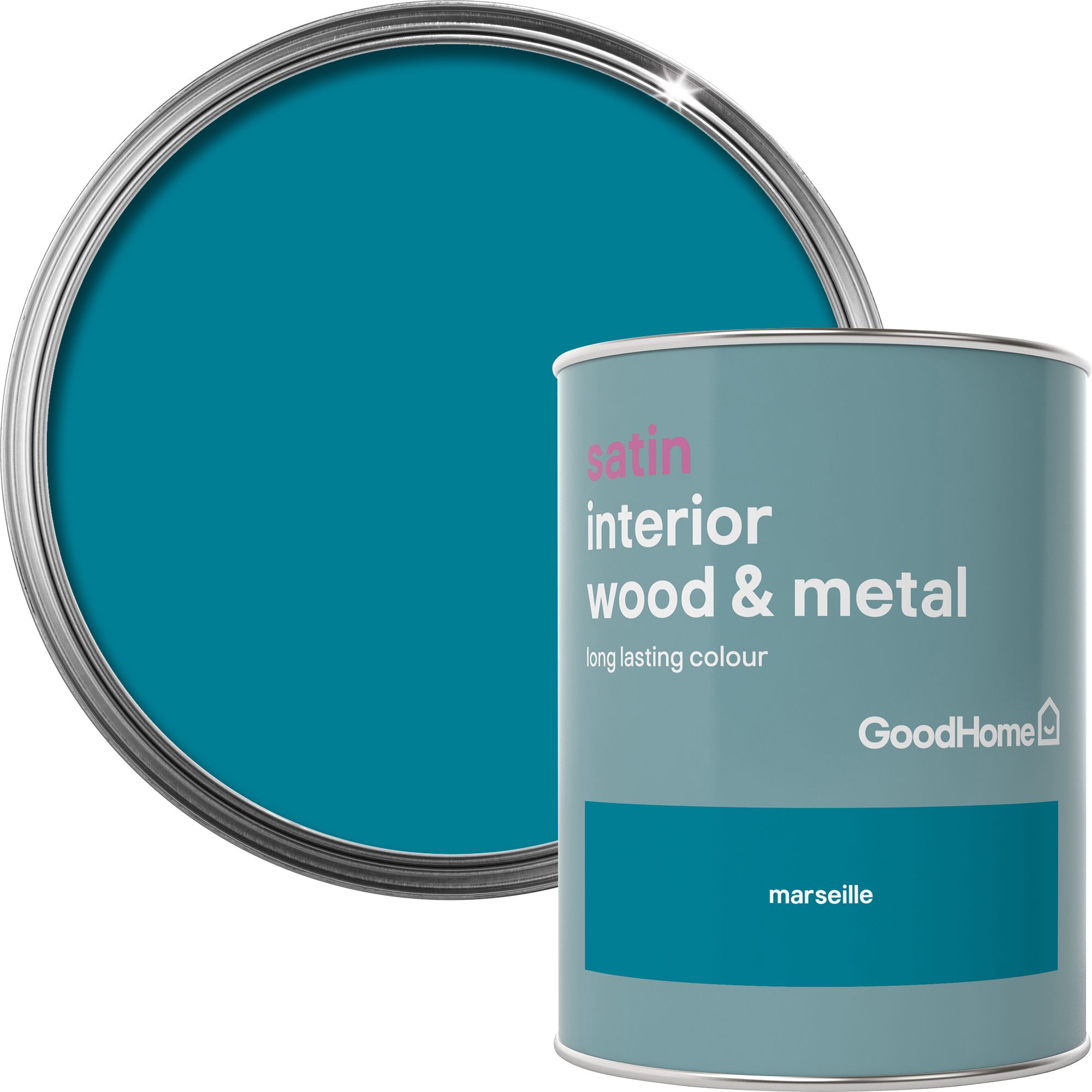 GoodHome Marseille Satin Metal & wood paint, 750ml