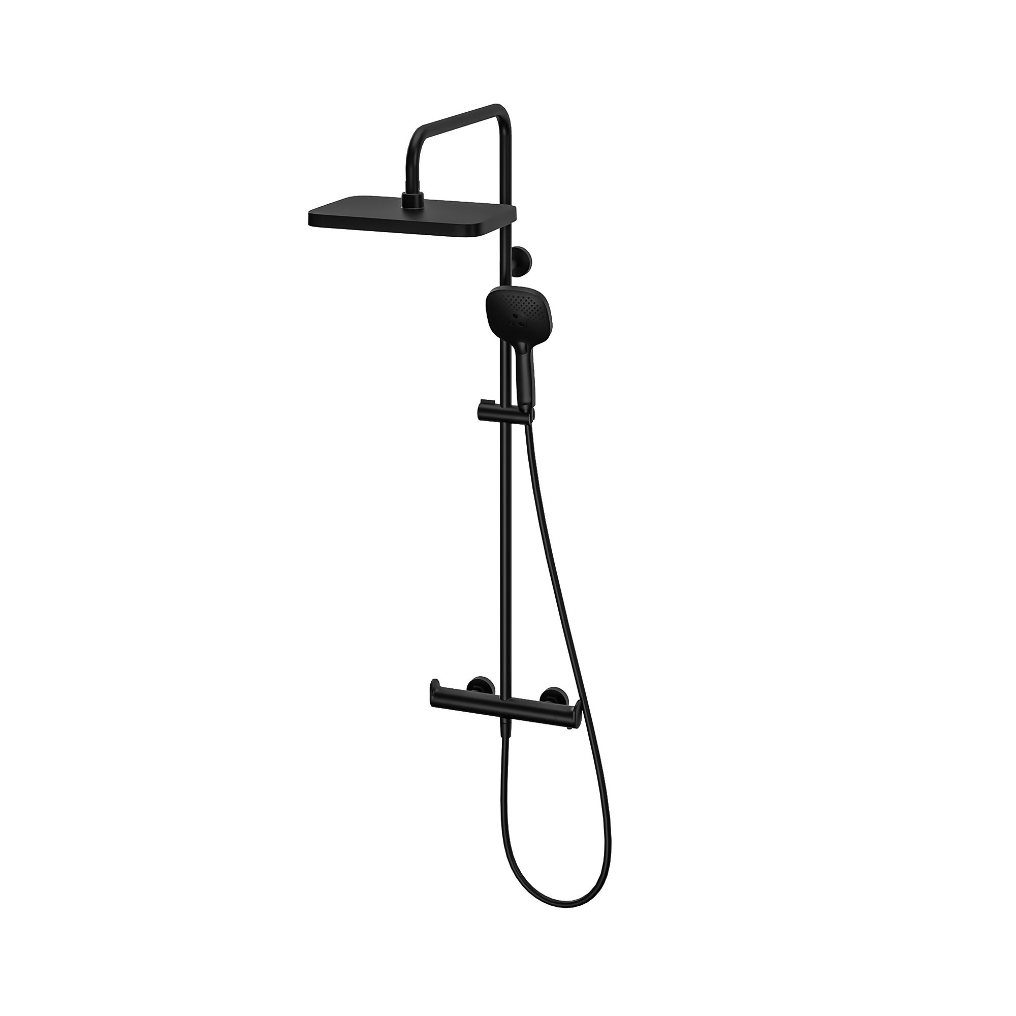 GoodHome Matt Black Thermostatic Mixer Multi head shower with 2 heads ...