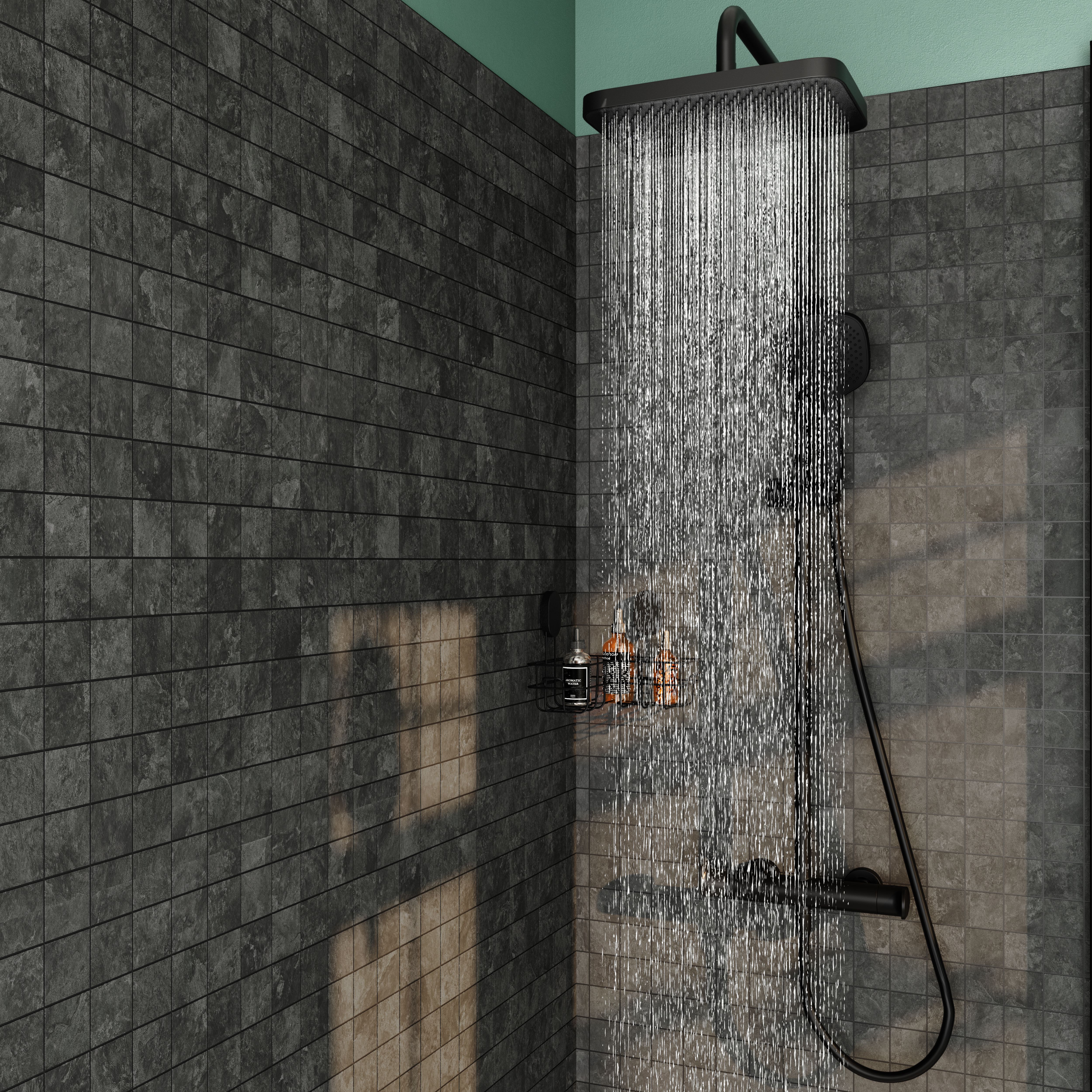 GoodHome Matt Black Thermostatic Mixer Multi head shower with 2 heads ...