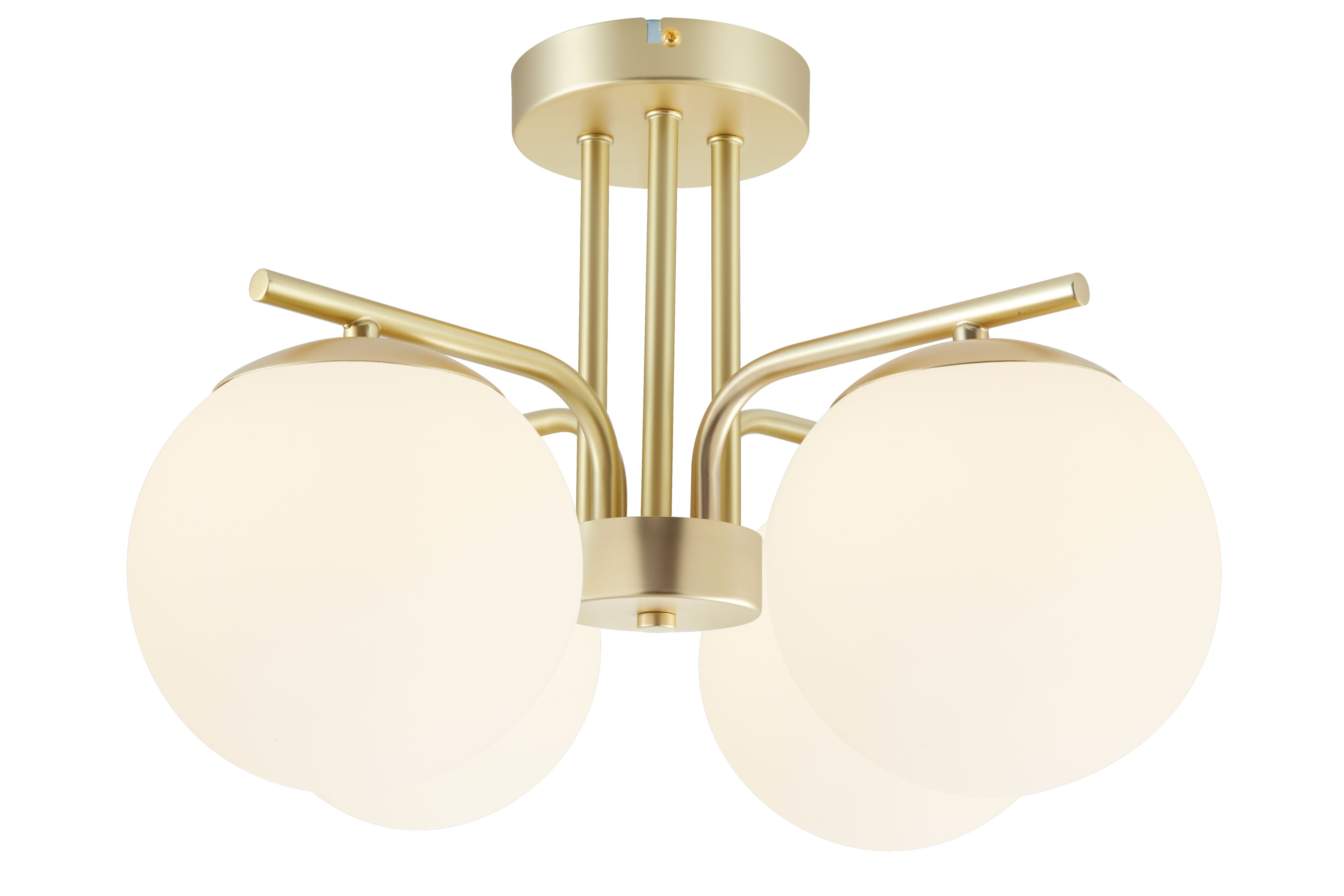 GoodHome Matt Glass & metal Gold effect 4 Lamp LED Ceiling light