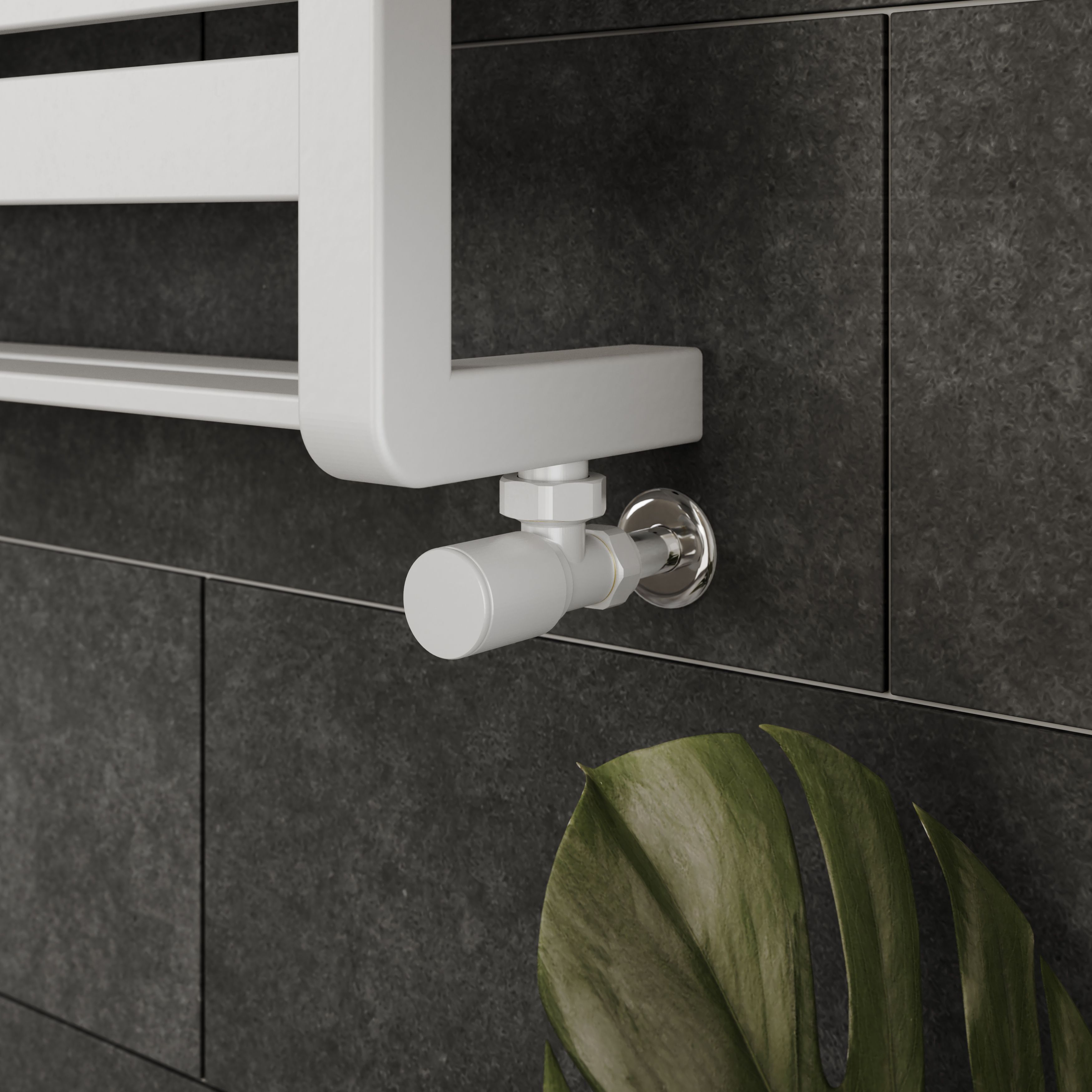 GoodHome Matt white Angled Manual Radiator valve & lockshield (Dia)15mm ...