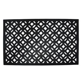 GoodHome Maurice Black Geometric Scraper mat, 40cm x 60cm