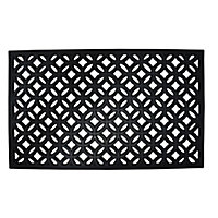GoodHome Maurice Black Geometric Scraper mat, 60cm x 90cm