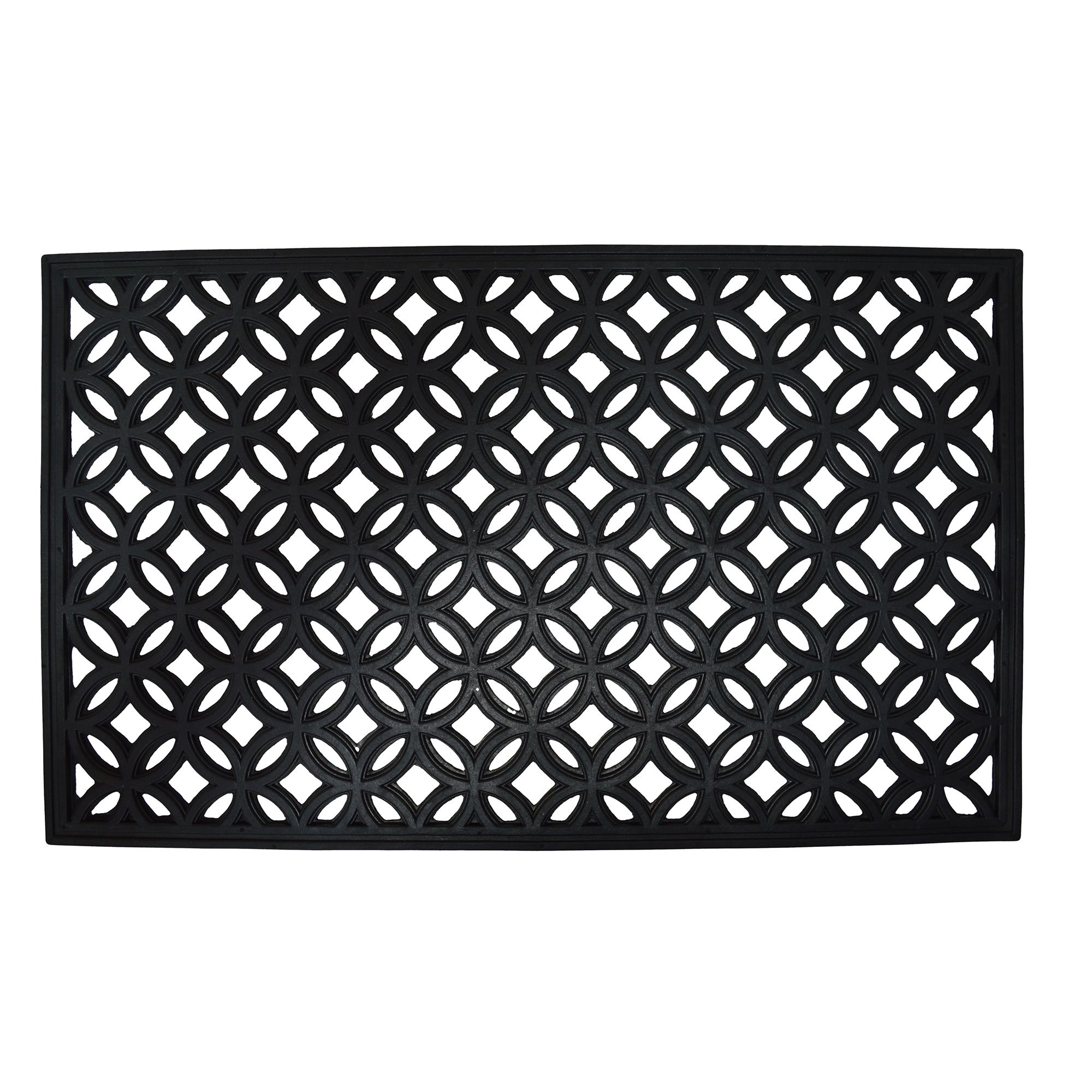 GoodHome Maurice Black Geometric Scraper mat, 60cm x 90cm