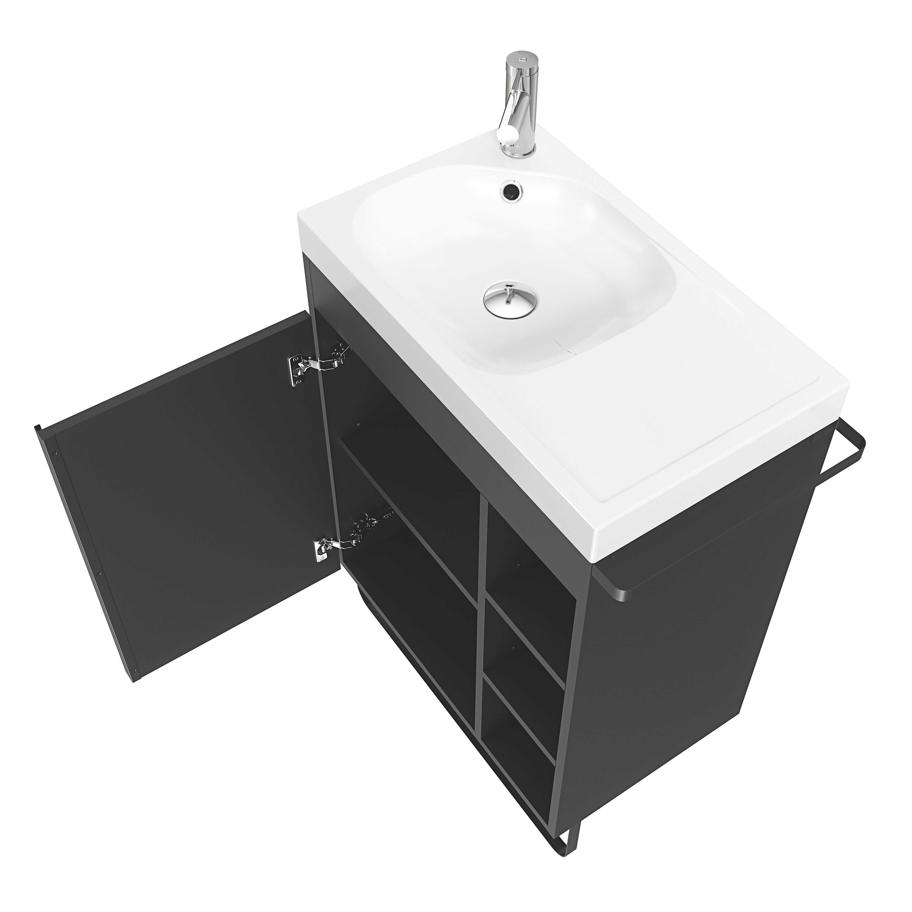 GoodHome Maza Black Freestanding Vanity unit & basin set (W)650mm (H)820mm
