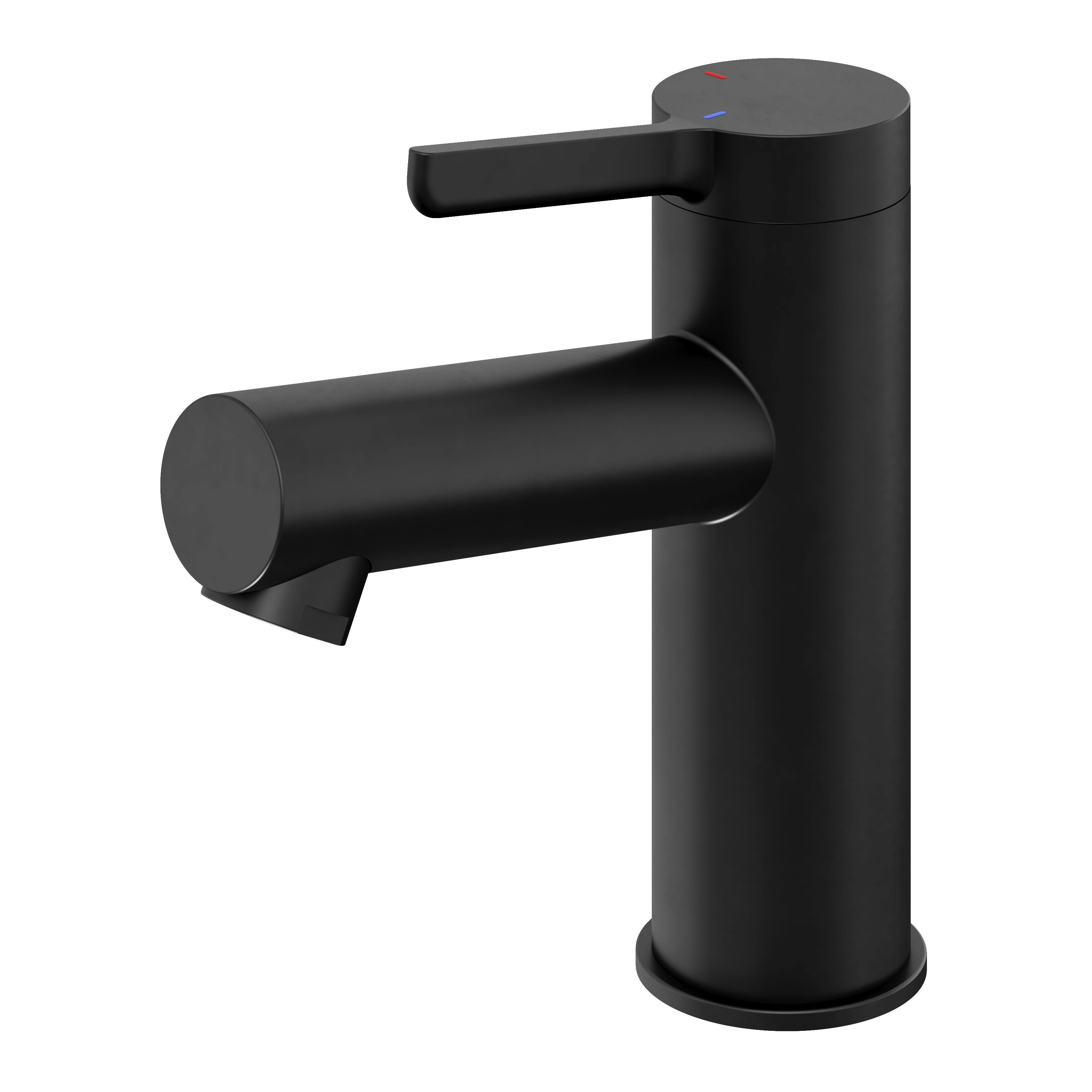 GoodHome Maza Medium Matt Black Round Deck-mounted Manual Basin Mixer Tap