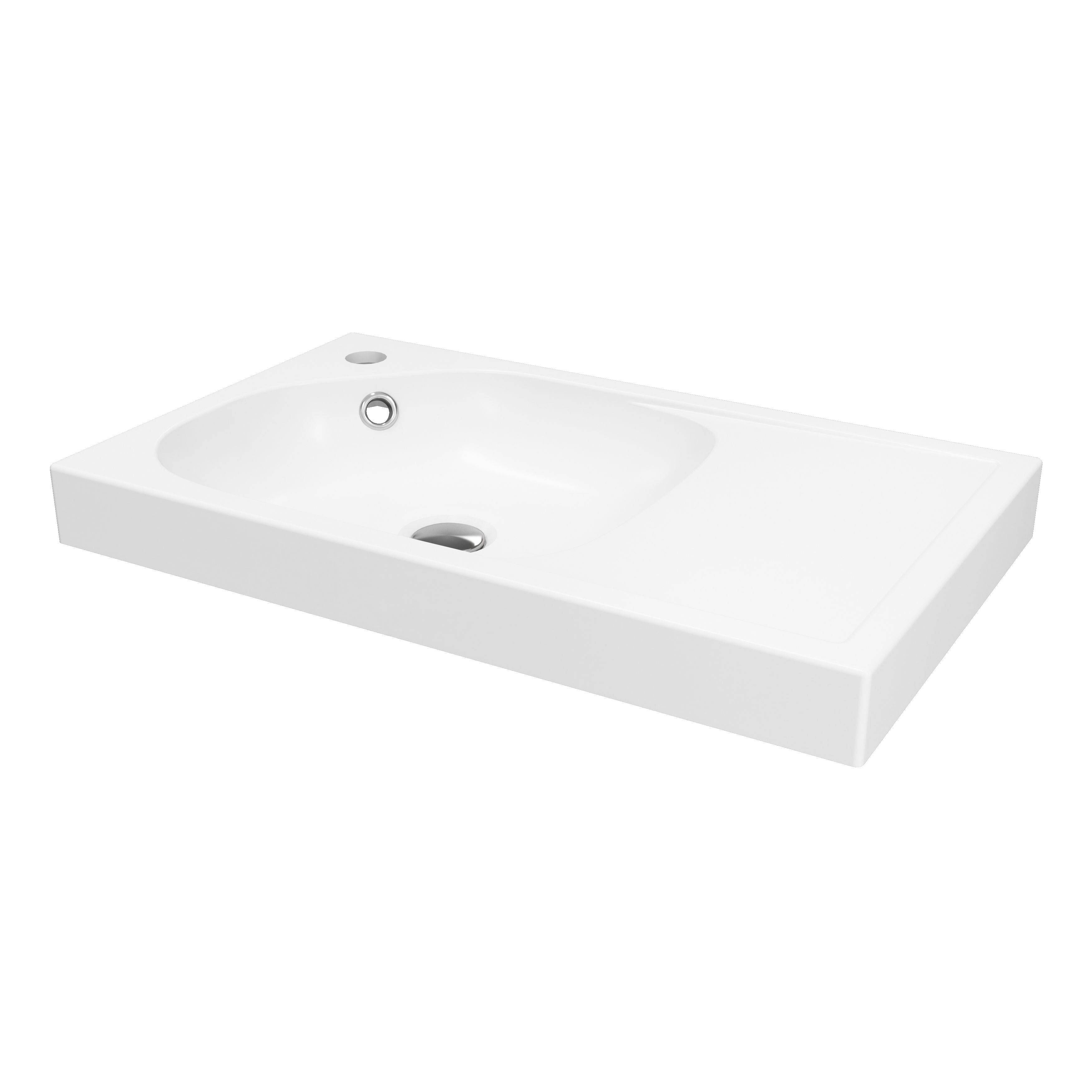 GoodHome Maza Satin White Rectangular Vanity Basin (W)60.4cm