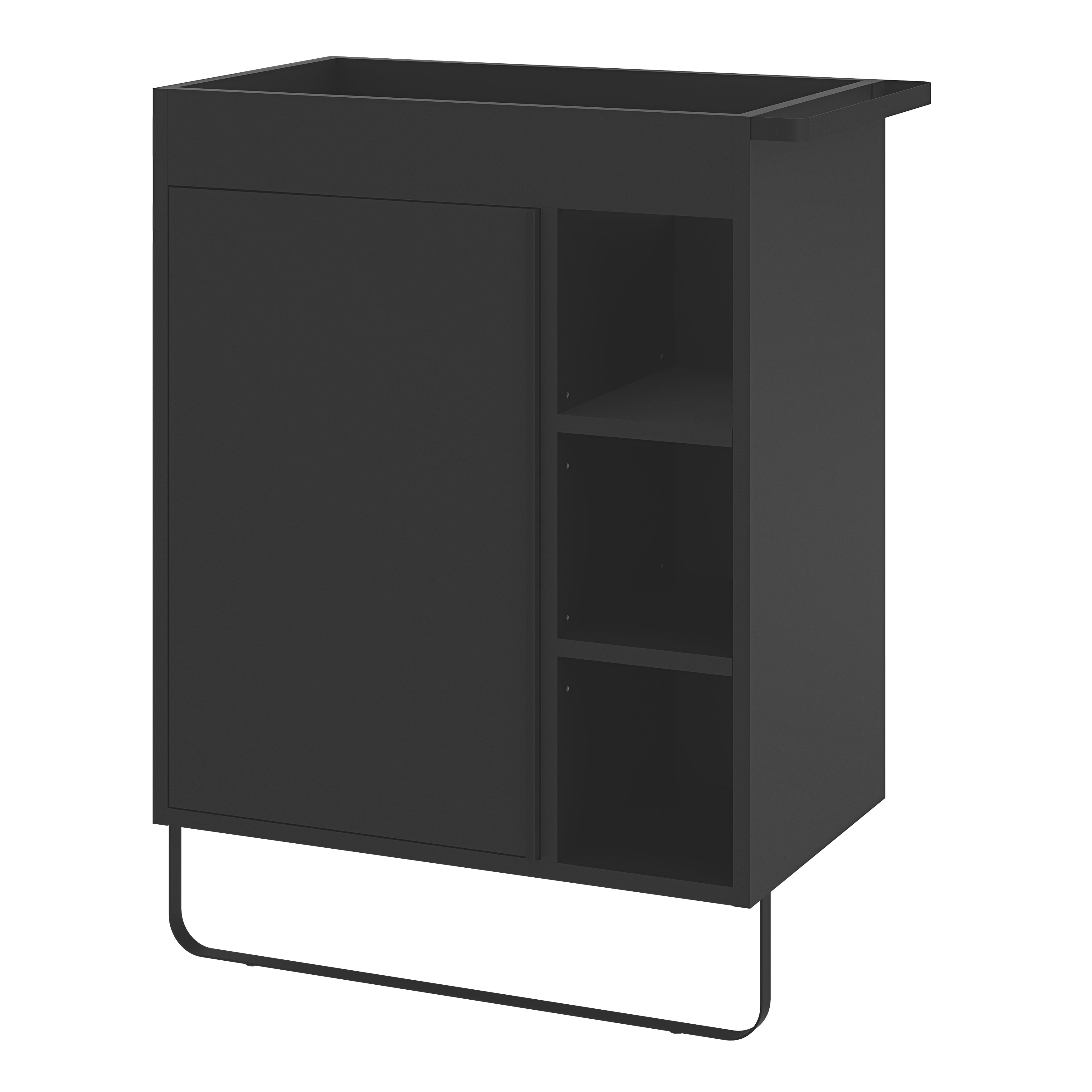 GoodHome Maza Slimline Matt Black Single Wall-mounted Bathroom Cabinet (H) 820mm (W) 650mm