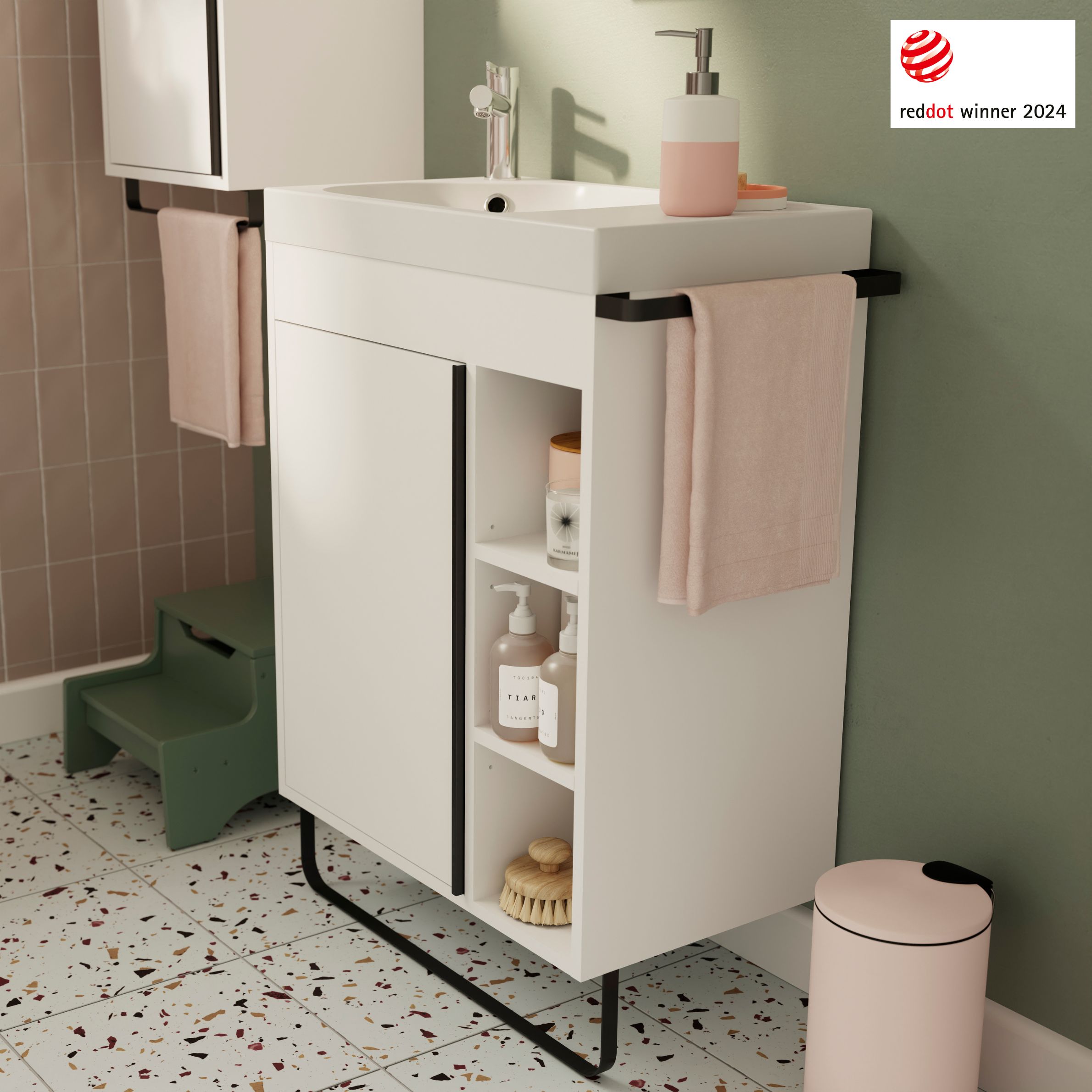 GoodHome Maza Standard Matt White Single Wall-mounted Bathroom Cabinet (H) 820mm (W) 650mm