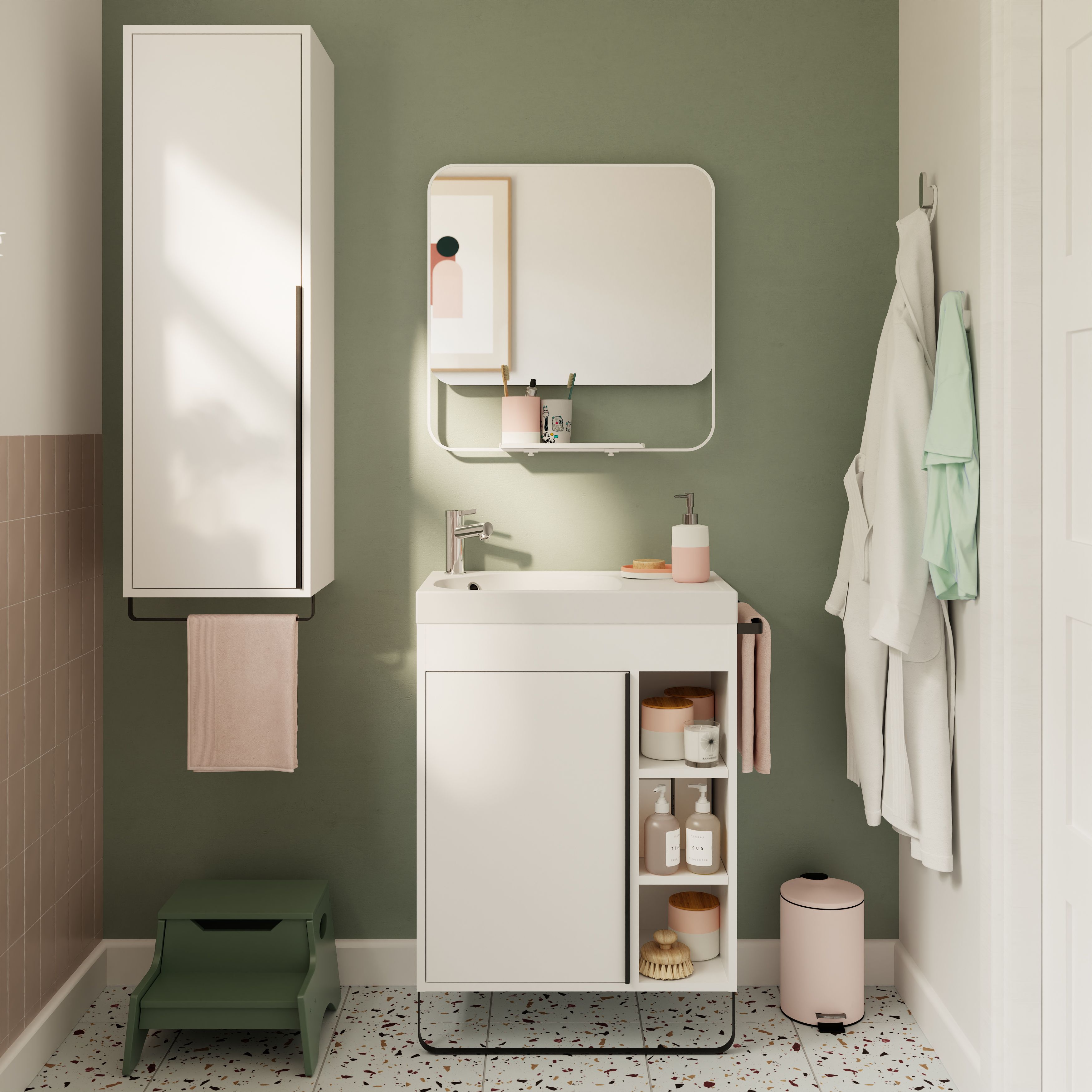 GoodHome Maza White Freestanding Vanity unit & basin set (W)650mm (H)820mm