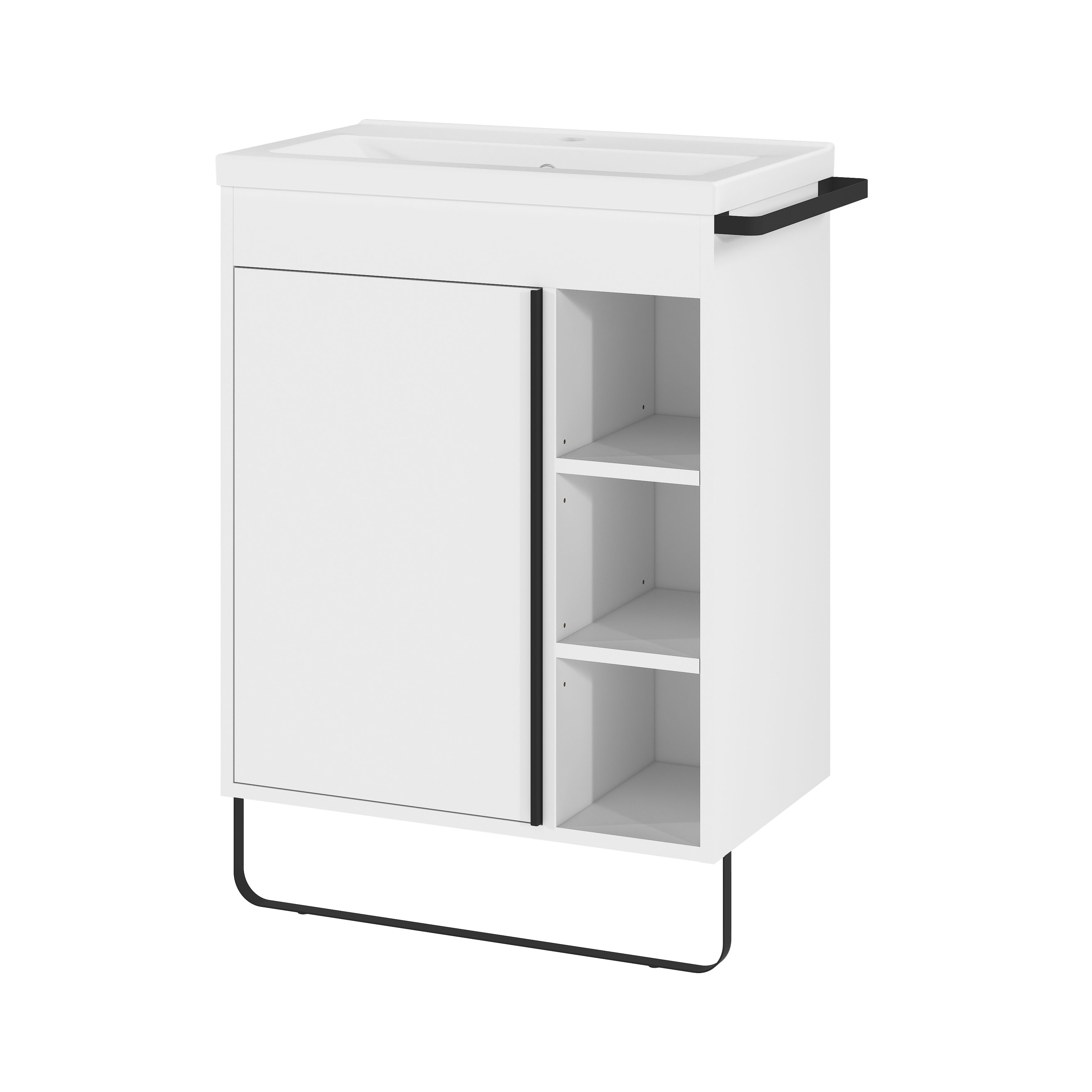 GoodHome Maza White Freestanding Vanity unit & basin set (W)650mm (H)820mm