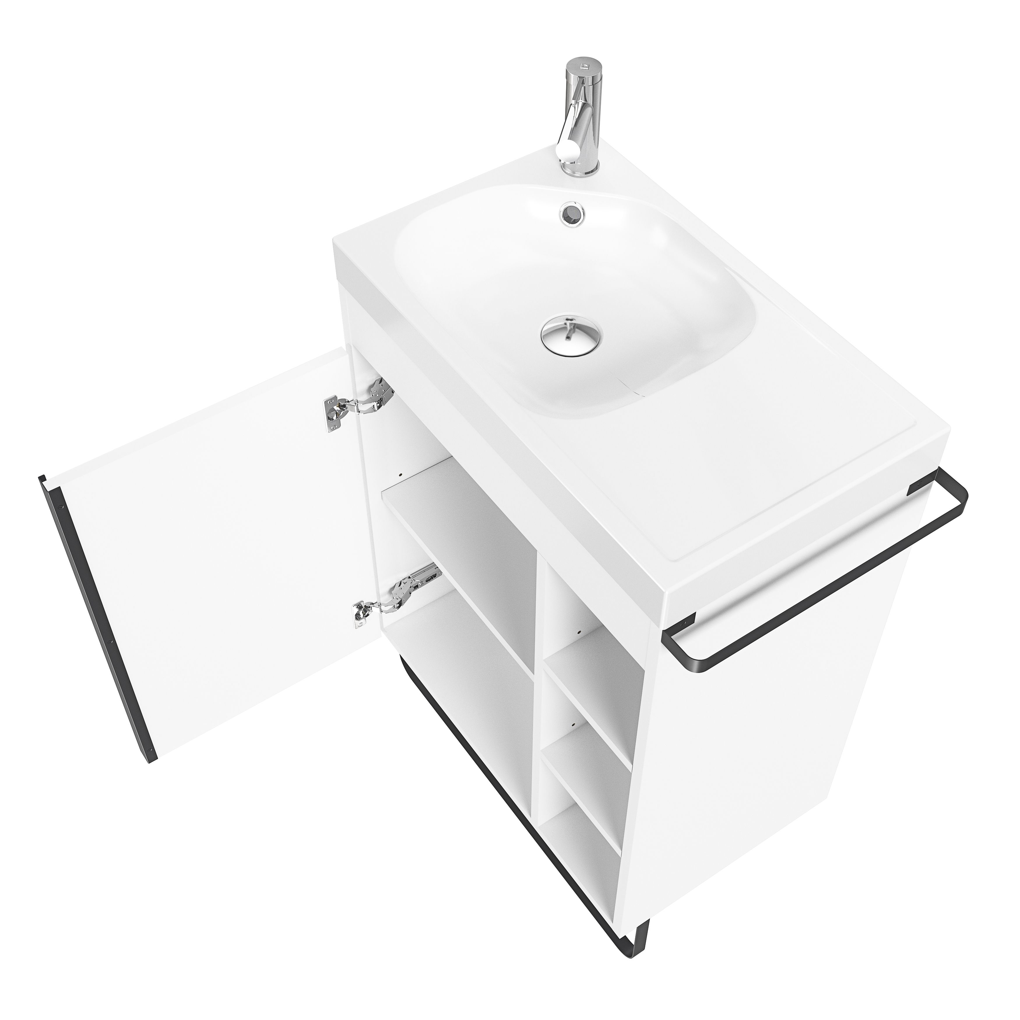 GoodHome Maza White Freestanding Vanity unit & basin set (W)650mm (H)820mm