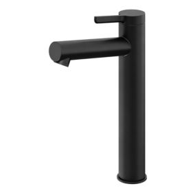 GoodHome Maza XL Matt Black Round Basin Mixer Tap