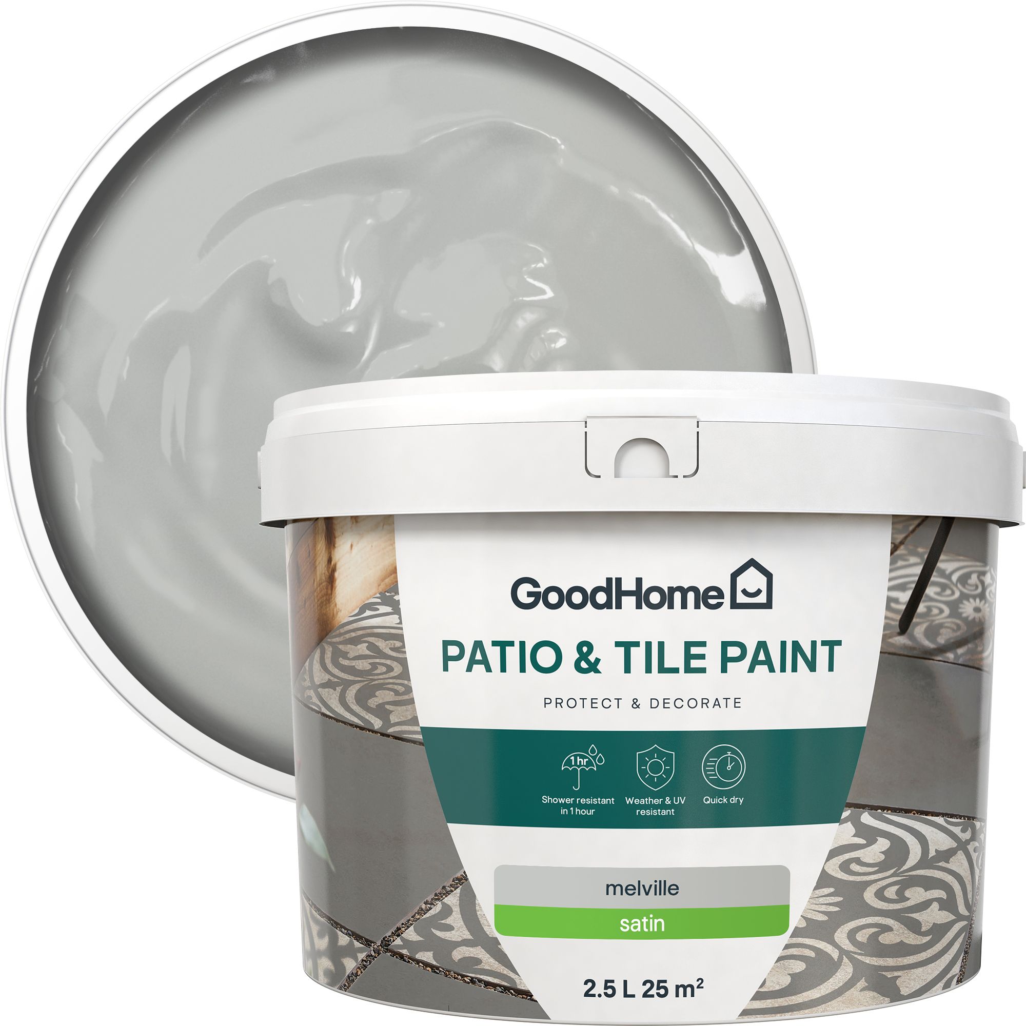 GoodHome Melville Satin Brick & tile paint, 2.5L