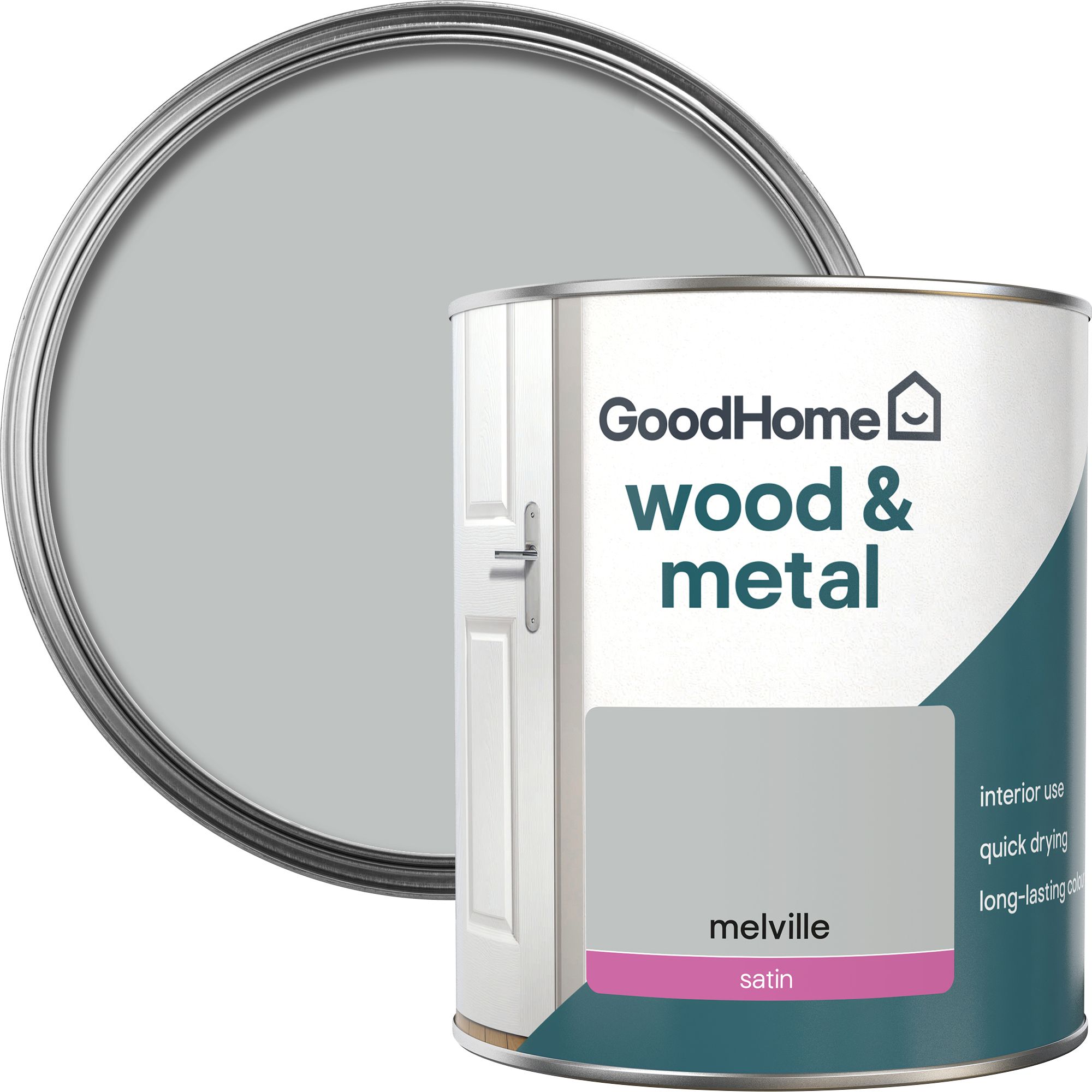 GoodHome Melville Satin Metal & wood paint, 750ml