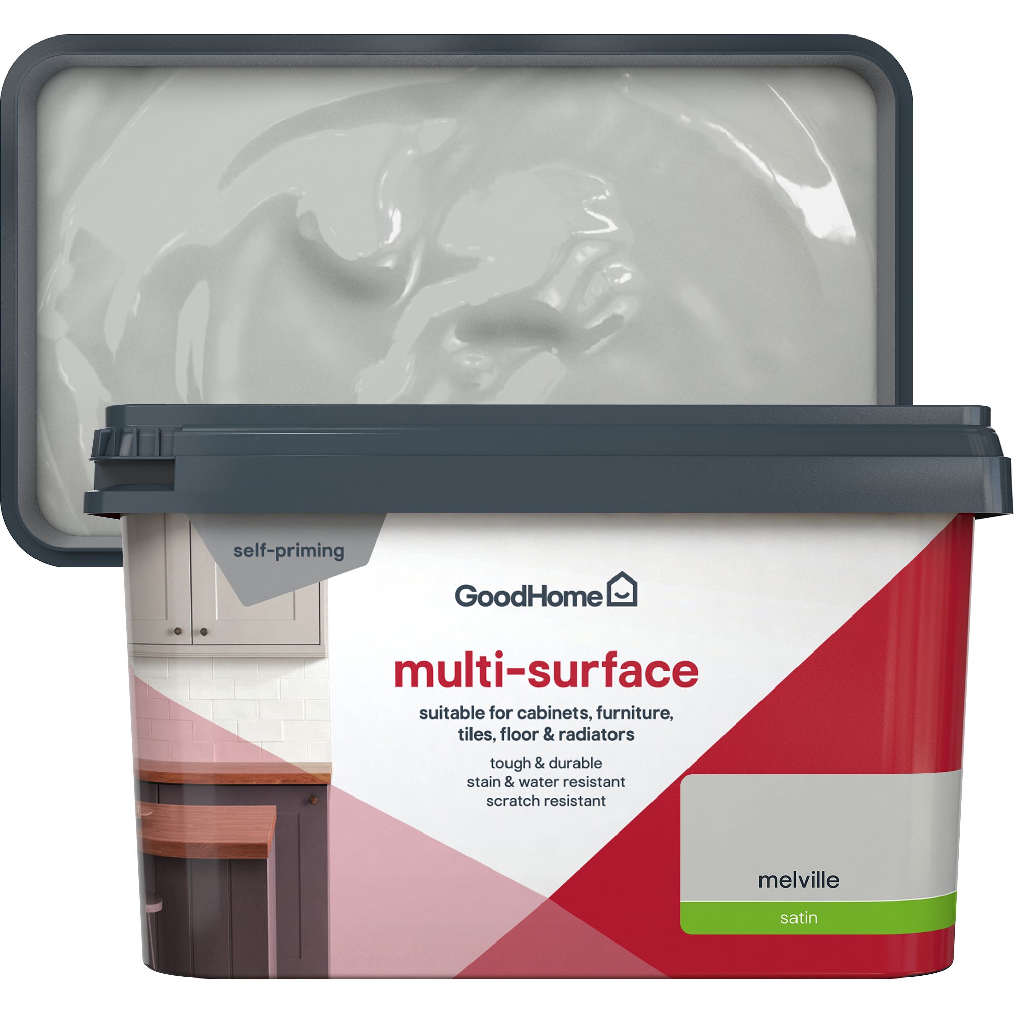 GoodHome Melville Satin Multi-surface paint, 2L