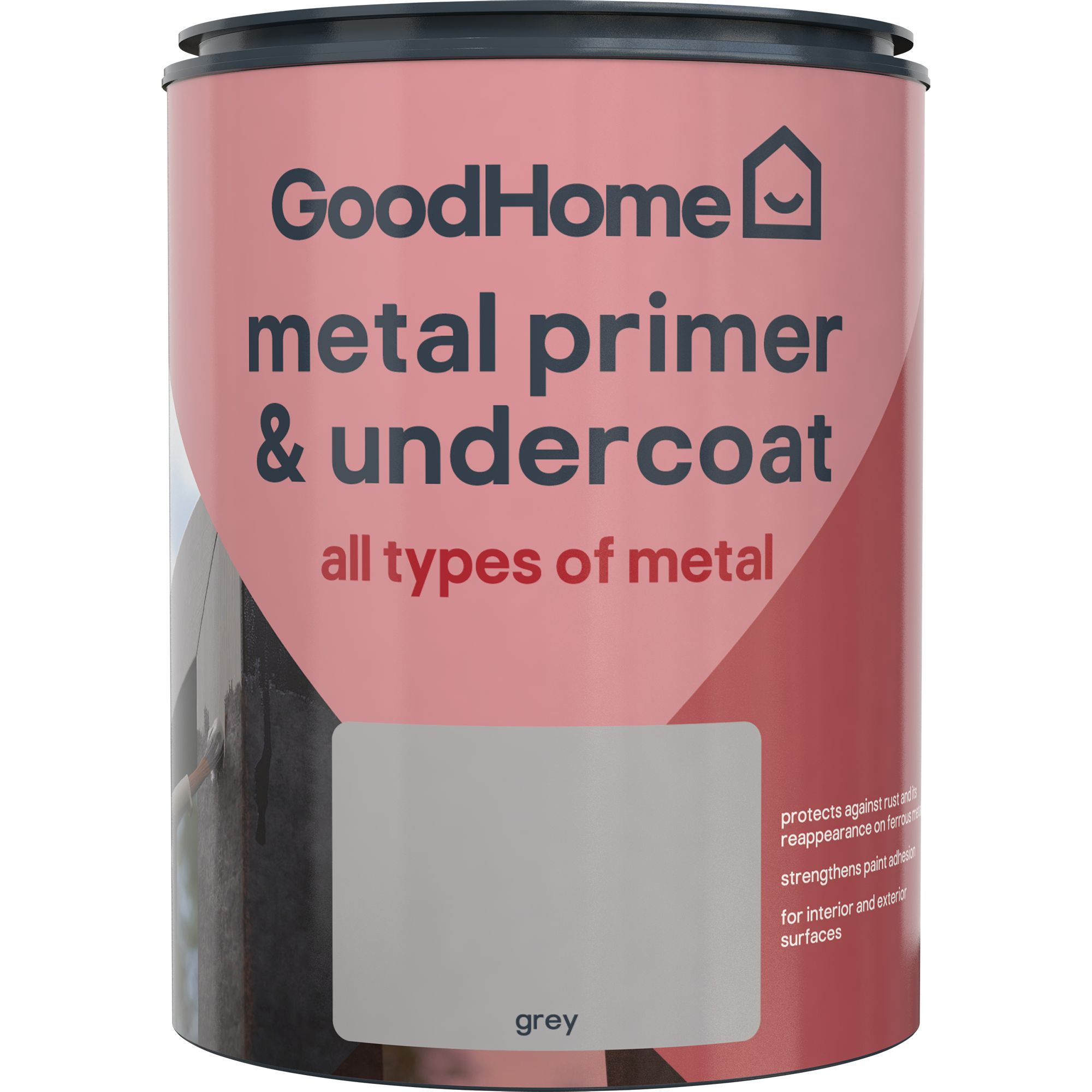 GoodHome Metal Grey Multisurface Metal Primer & undercoat, 750ml DIY