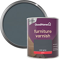 GoodHome Mid Grey Gloss Multi-surface Furniture Wood varnish, 750ml