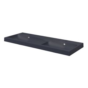 GoodHome Mila Black Rectangular Counter-mounted Vanity Basin (W)120.4cm