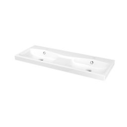 GoodHome Mila White Counter-mounted Counter top Basin (W)120.4cm