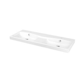 GoodHome Mila White Counter-mounted Counter top Basin (W)120.4cm