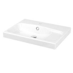 GoodHome Mila White Counter-mounted Counter top Basin (W)60.4cm