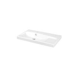 GoodHome Mila White Counter-mounted Counter top Basin (W)80.4cm