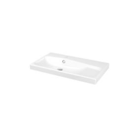 GoodHome Mila White Counter-mounted Counter top Basin (W)80.4cm