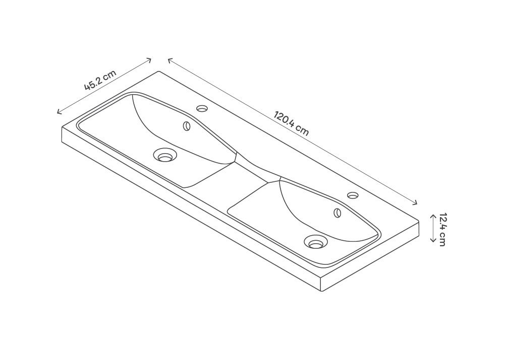 GoodHome Mila White Rectangular Counter top Basin (W)120cm