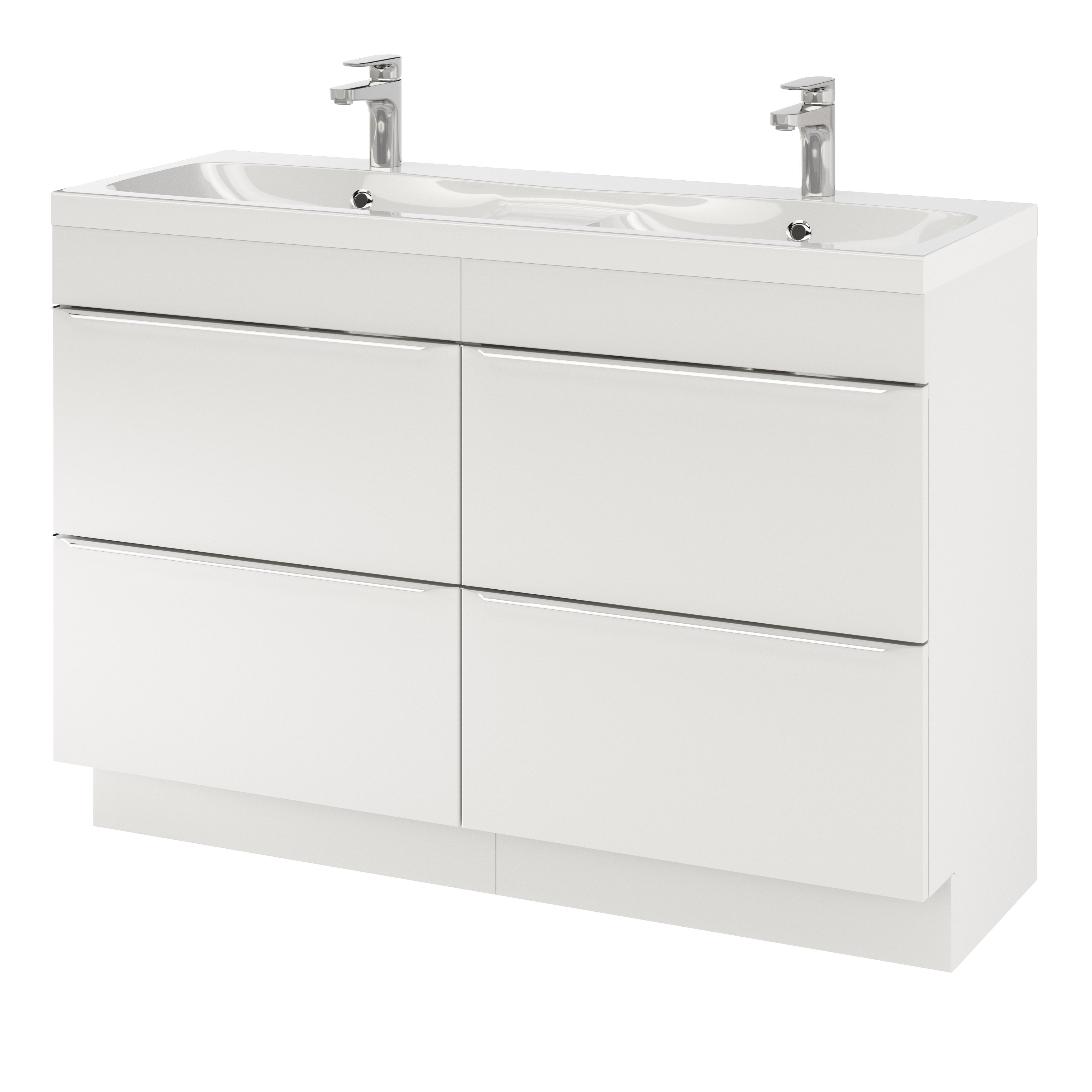 GoodHome Mila White Rectangular Counter top Basin (W)120cm