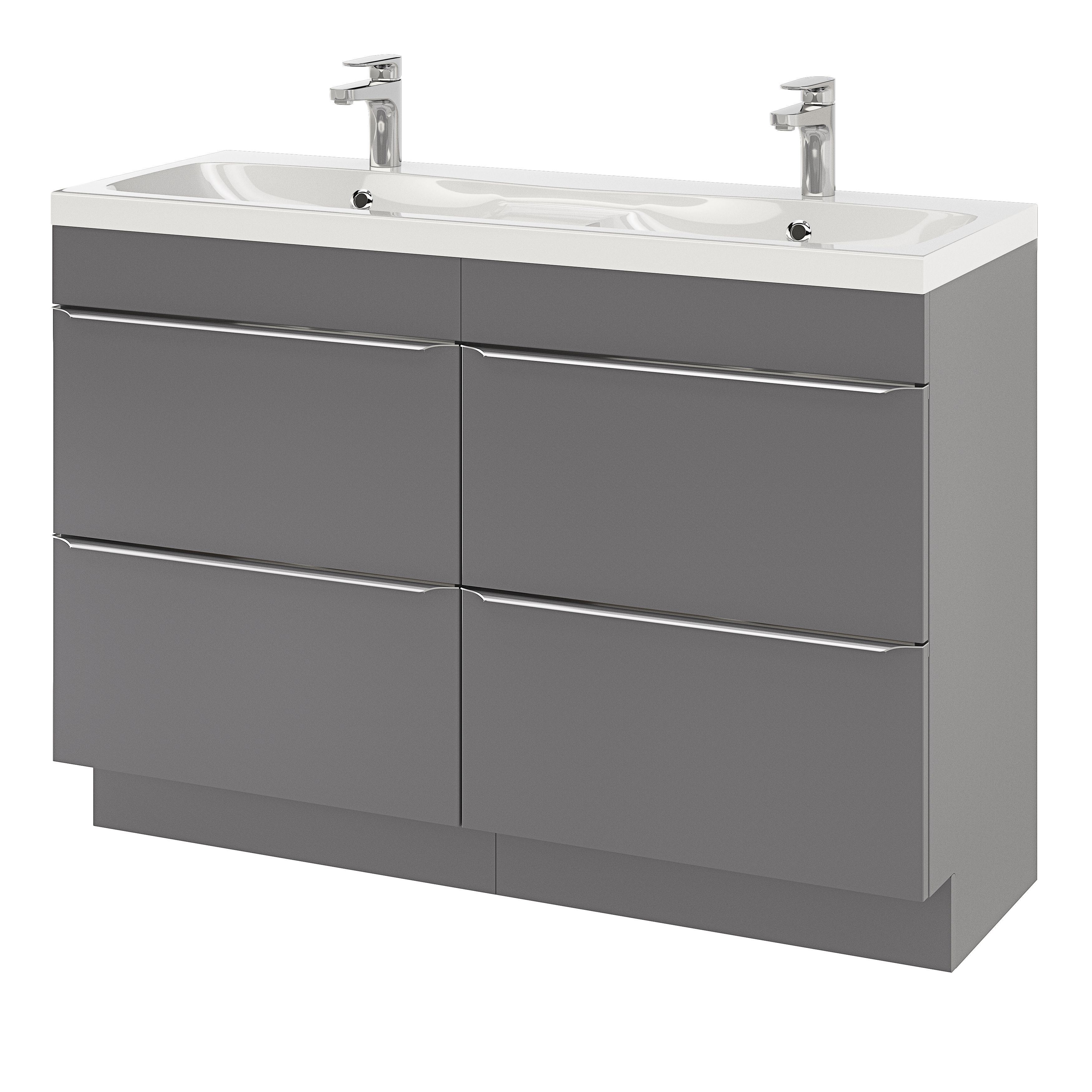 GoodHome Mila White Rectangular Counter top Basin (W)120cm