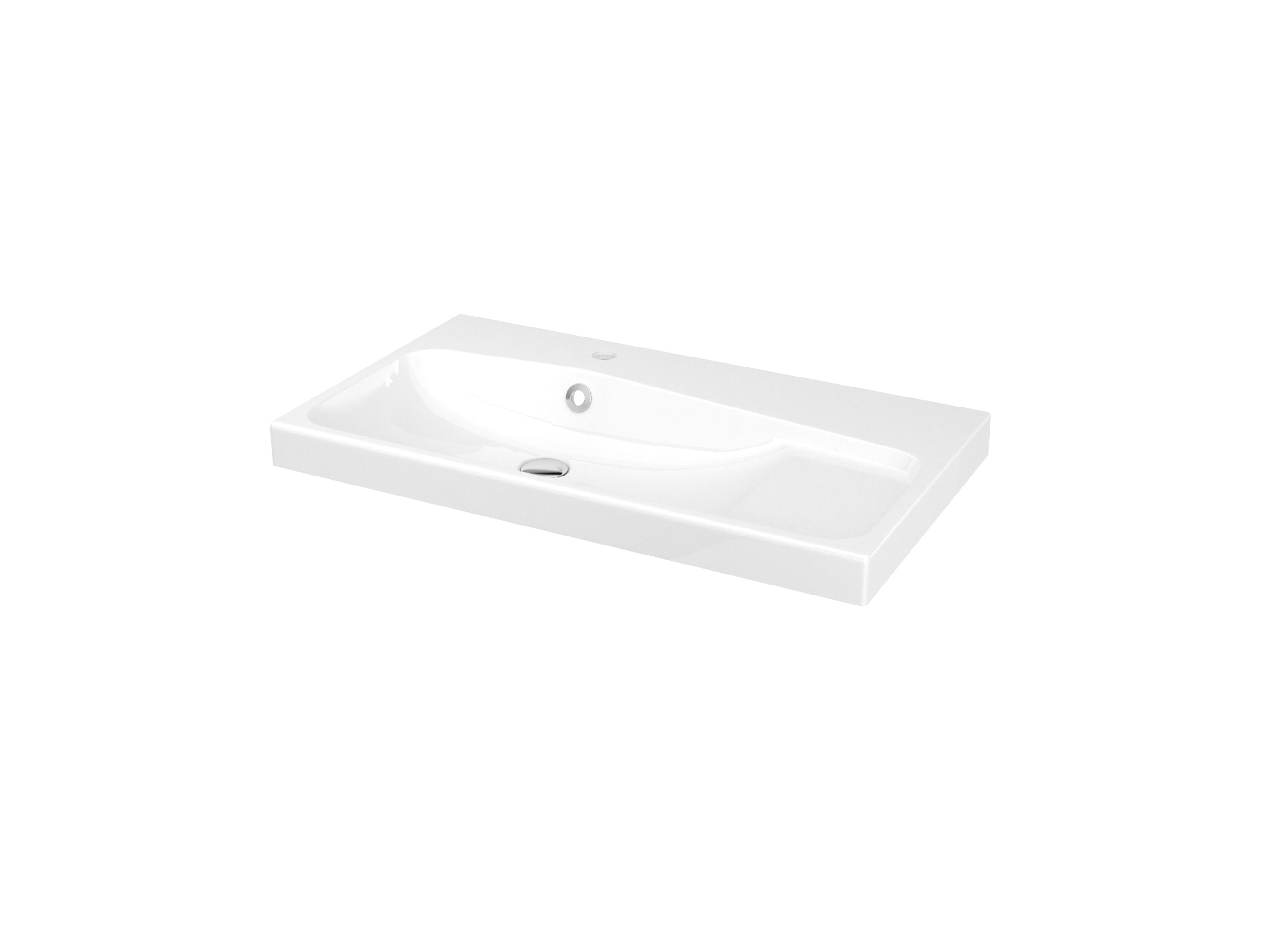 GoodHome Mila White Rectangular Counter top Basin (W)80cm