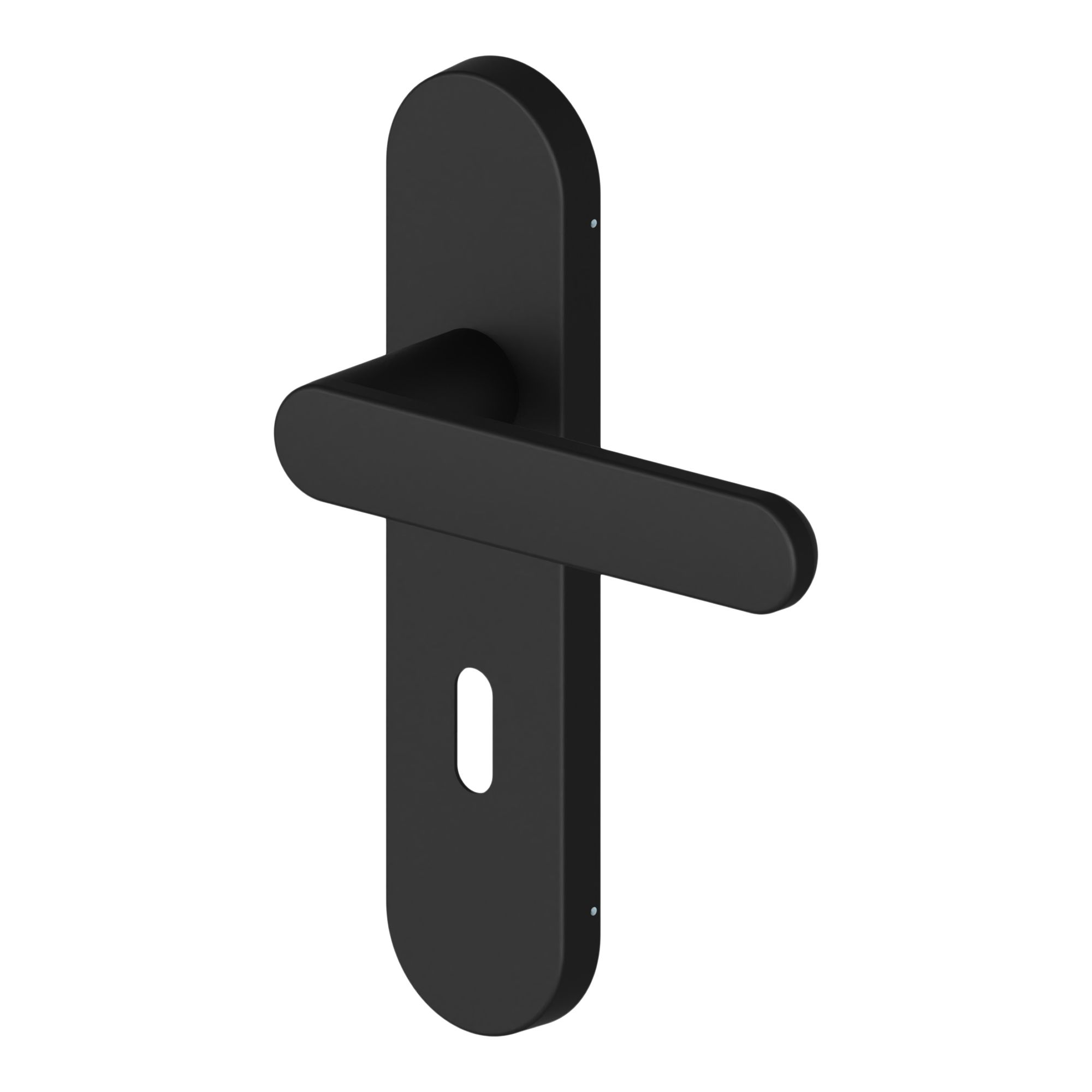 GoodHome Minzh Black Straight Lock Door handle (L)120mm (D)53.5mm Pair