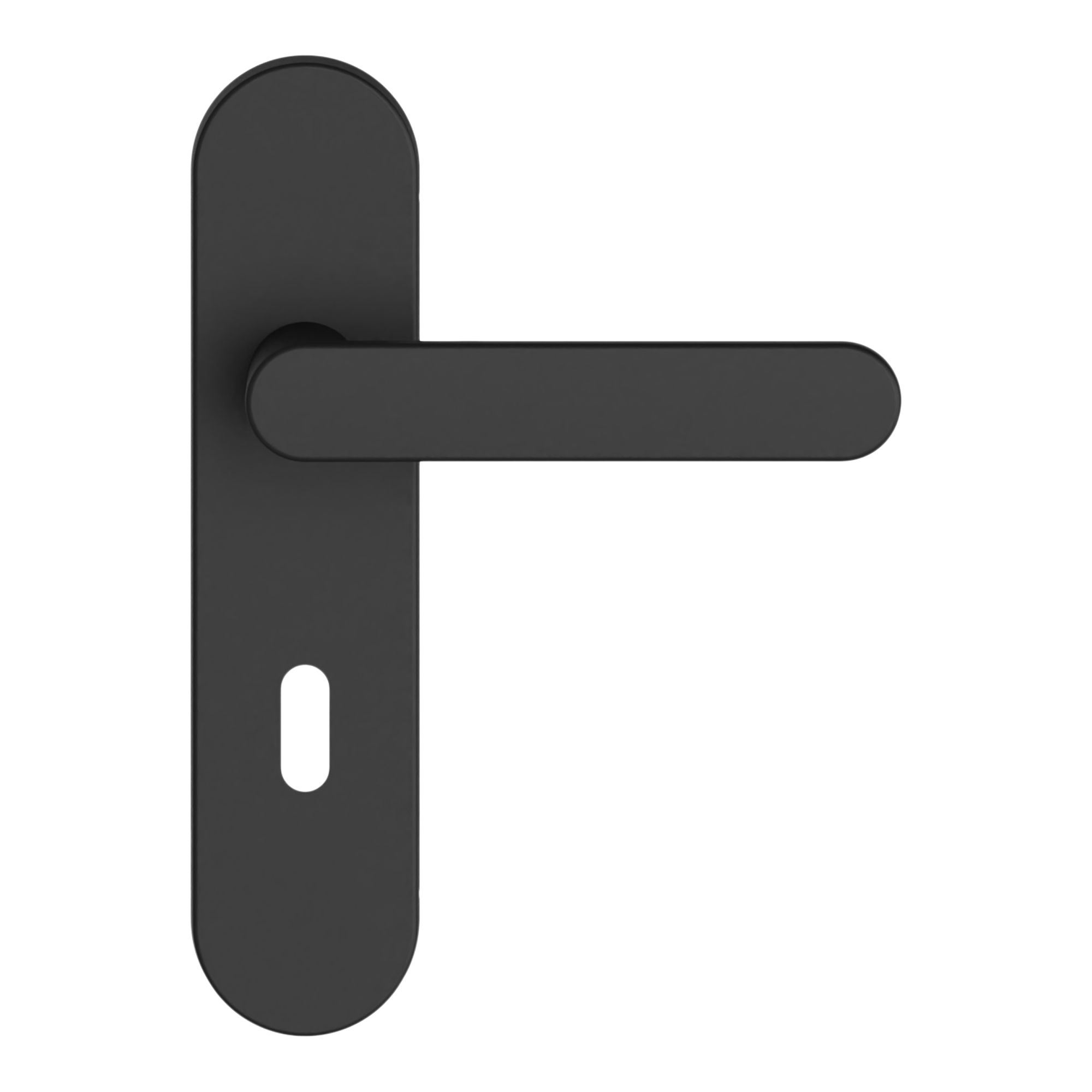 GoodHome Minzh Black Straight Lock Door handle (L)120mm (D)53.5mm Pair