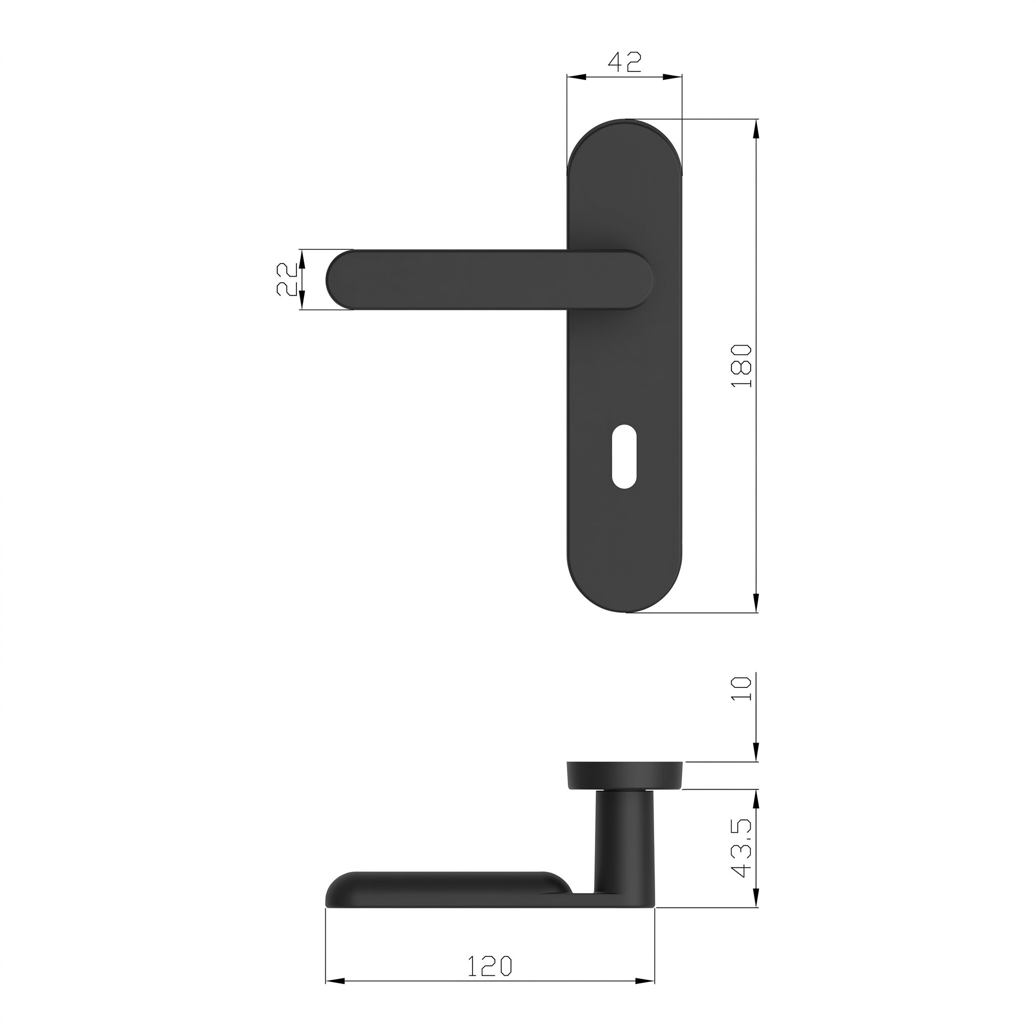 GoodHome Minzh Black Straight Lock Door handle (L)120mm (D)53.5mm Pair