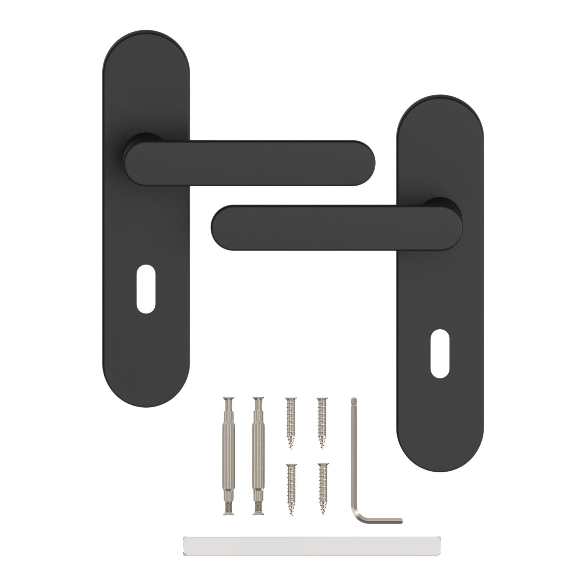 GoodHome Minzh Black Straight Lock Door handle (L)120mm (D)53.5mm Pair