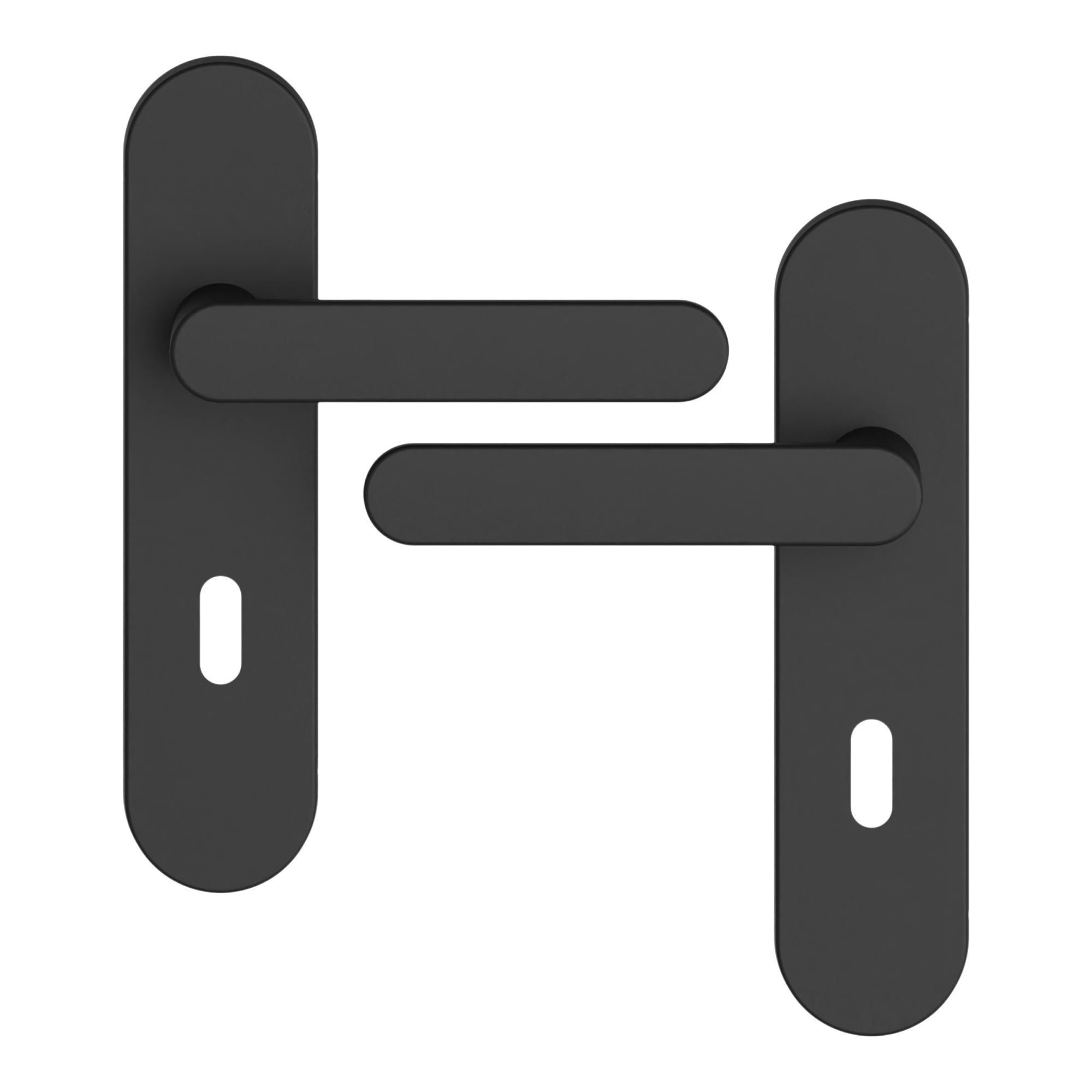 GoodHome Minzh Black Straight Lock Door handle (L)120mm (D)53.5mm Pair