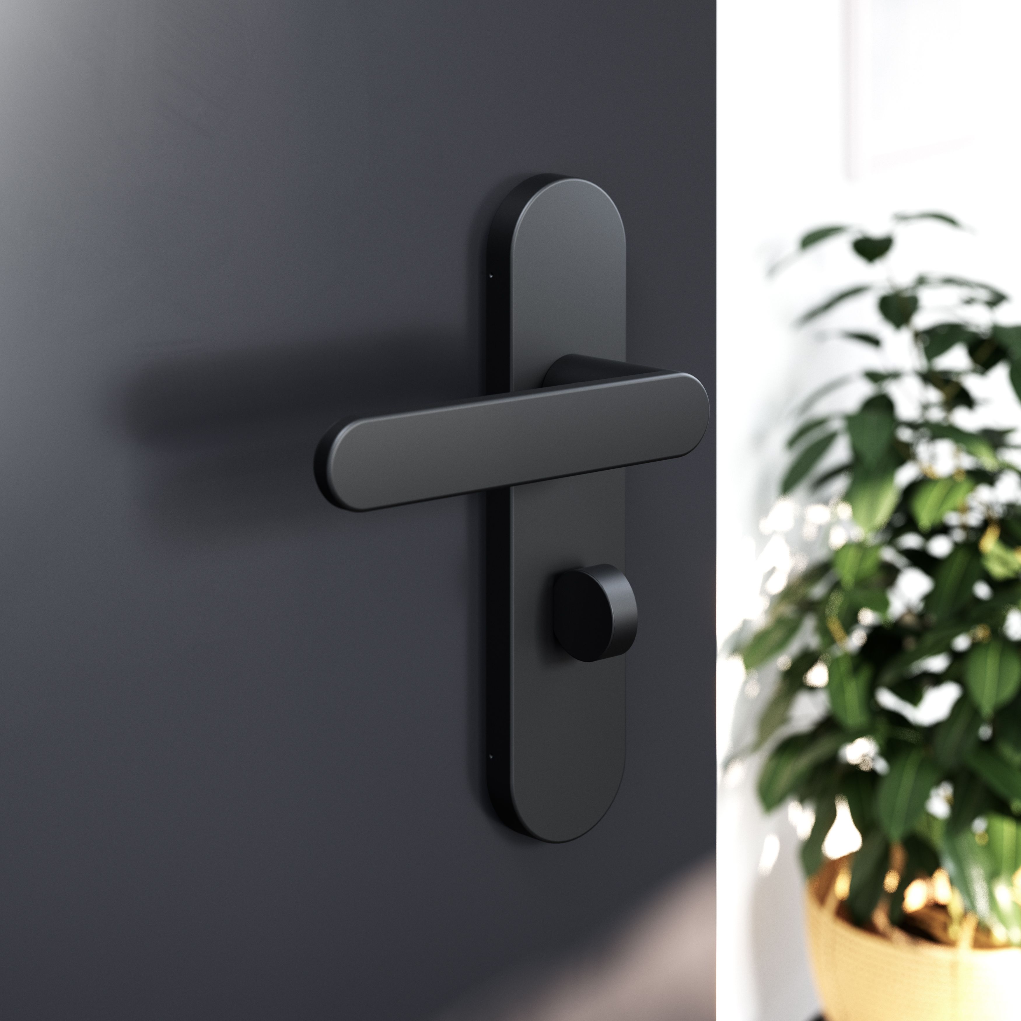 GoodHome Minzh Black Straight WC Door handle (L)120mm (D)53.5mm Pair