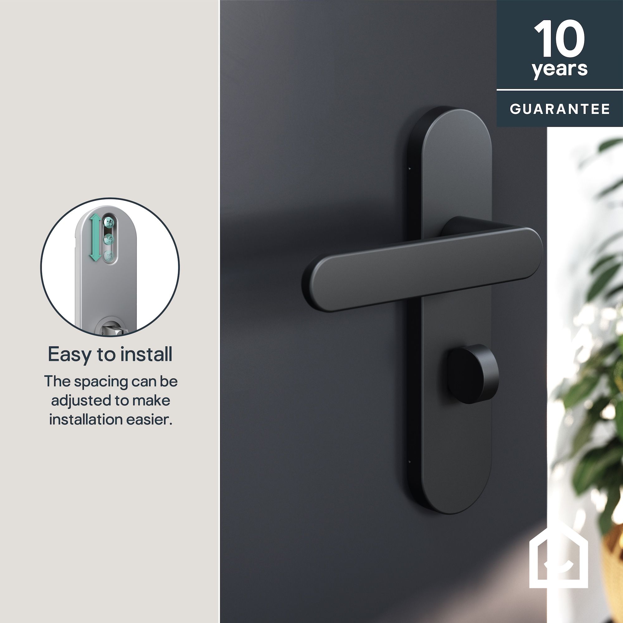 GoodHome Minzh Black Straight WC Door handle (L)120mm (D)53.5mm Pair