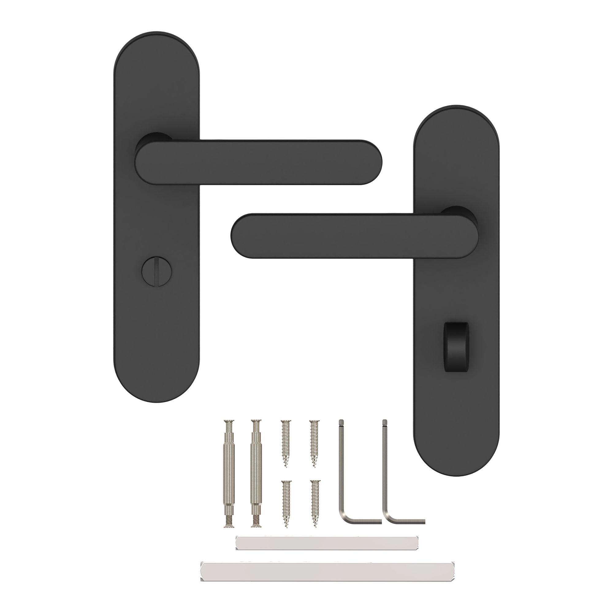 GoodHome Minzh Black Straight WC Door handle (L)120mm (D)53.5mm Pair