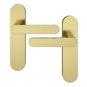 GoodHome Minzh Brushed Brass effect Arch Latch Door handle (L)120mm, Pair