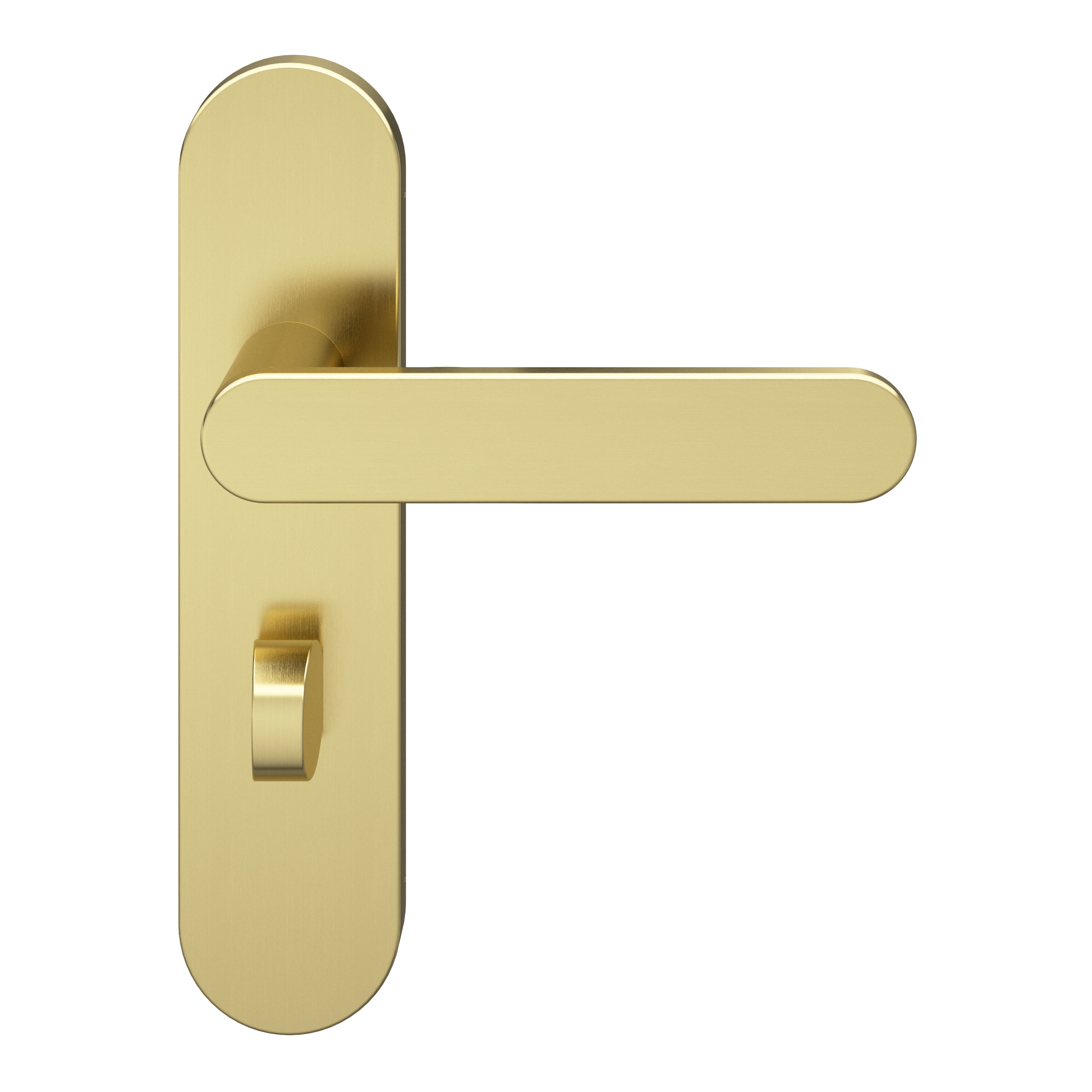 GoodHome Minzh Brushed Brass effect Arch Lock Door handle (L)120mm (D)53mm, Pair