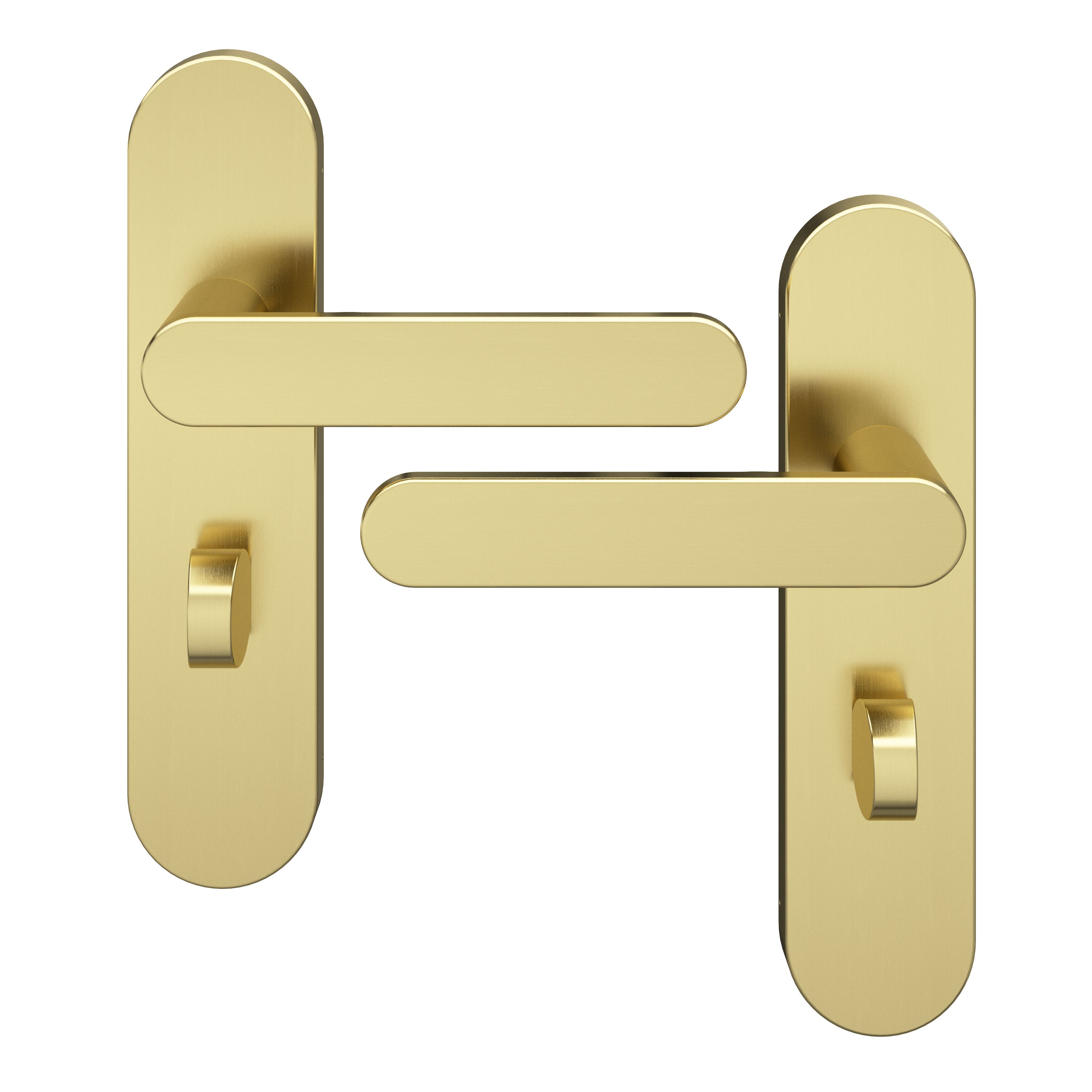 Goodhome Minzh Brushed Brass Effect Arch Lock Door Handle L120mm D53mm Pair Diy At Bandq 8803