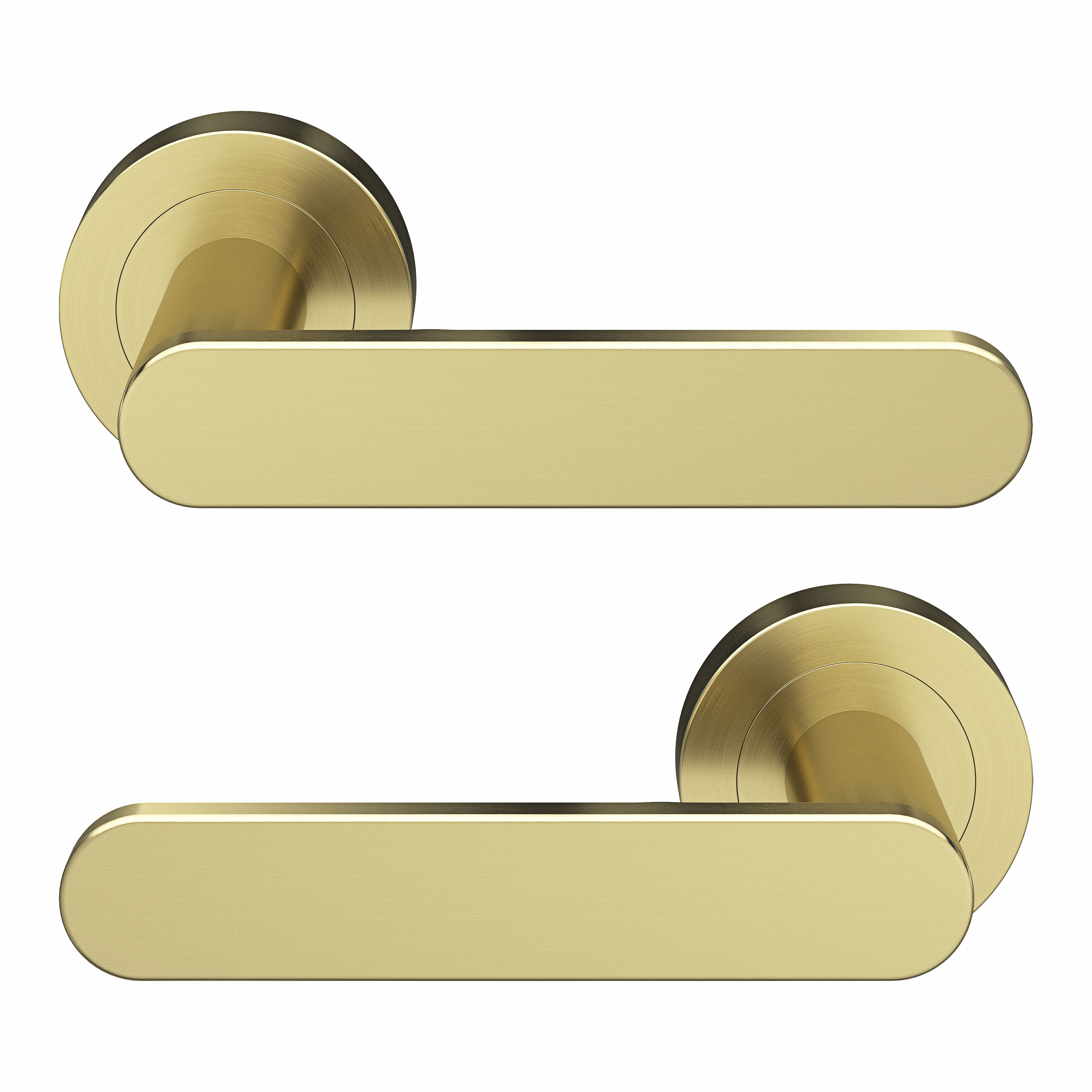 GoodHome Minzh Brushed Brass effect Round Latch Door handle (L)120mm (D)53mm, Pair of 2