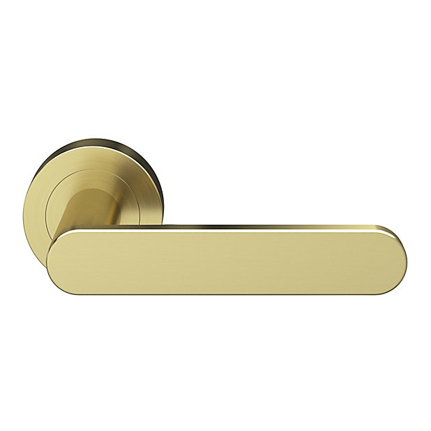 GoodHome Minzh Brushed Brass effect Round Latch Door handle (L)120mm, Pair  of 2