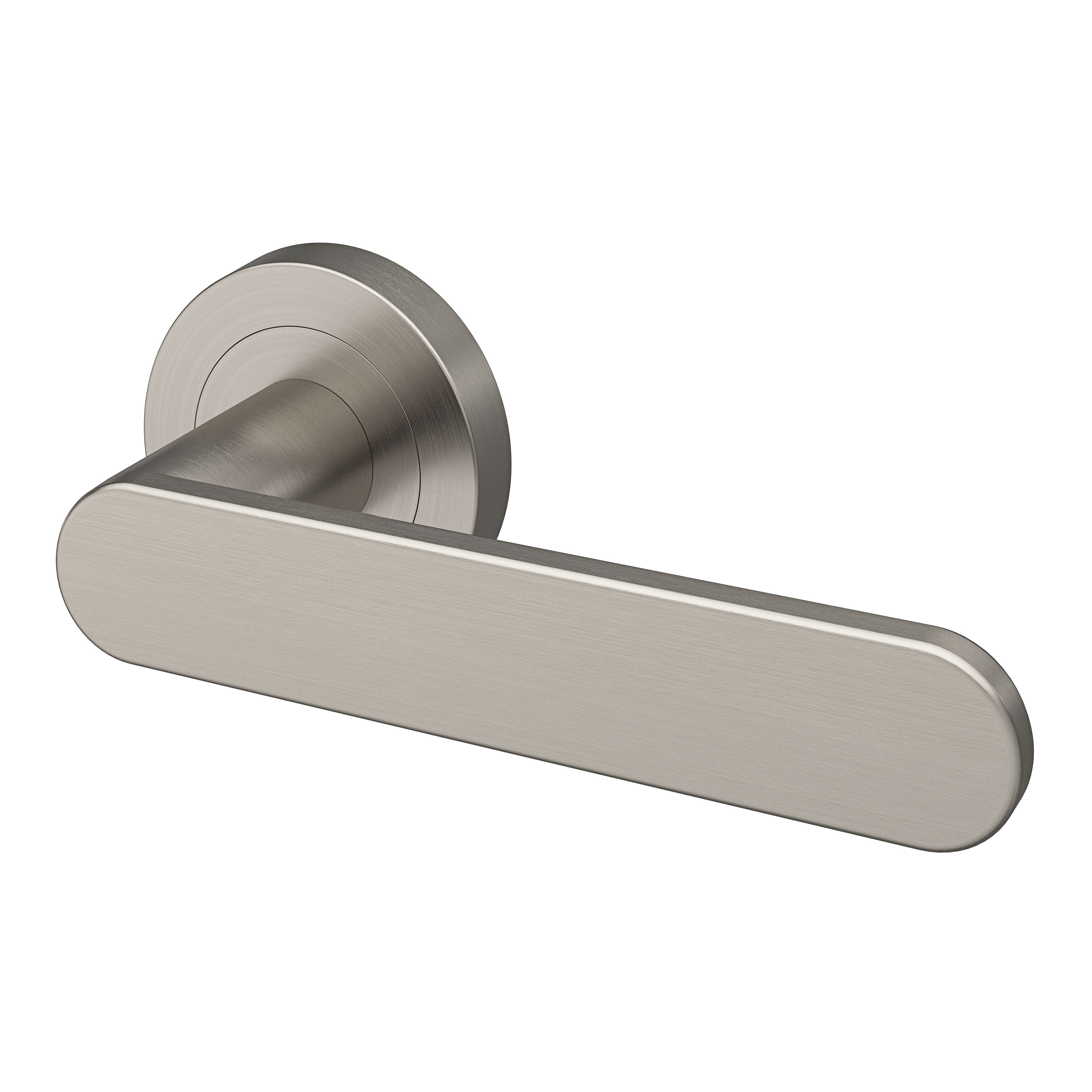 GoodHome Minzh Brushed Nickel effect Round Latch Door handle (L  