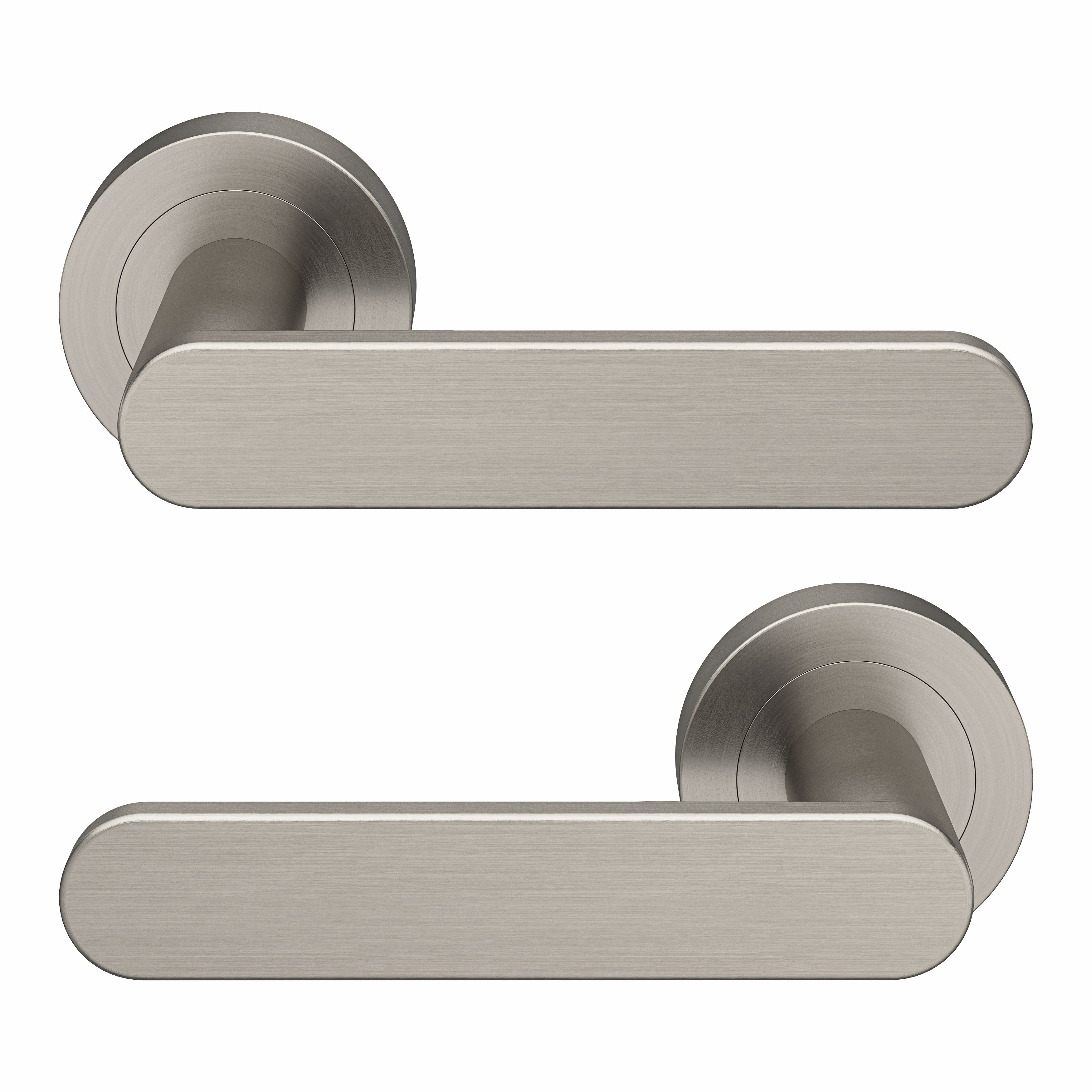 GoodHome Minzh Brushed Nickel effect Round Latch Door handle (L 