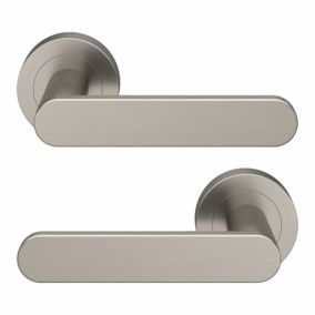 GoodHome Minzh Brushed Nickel effect Round Latch Door handle (L)120mm, Pair