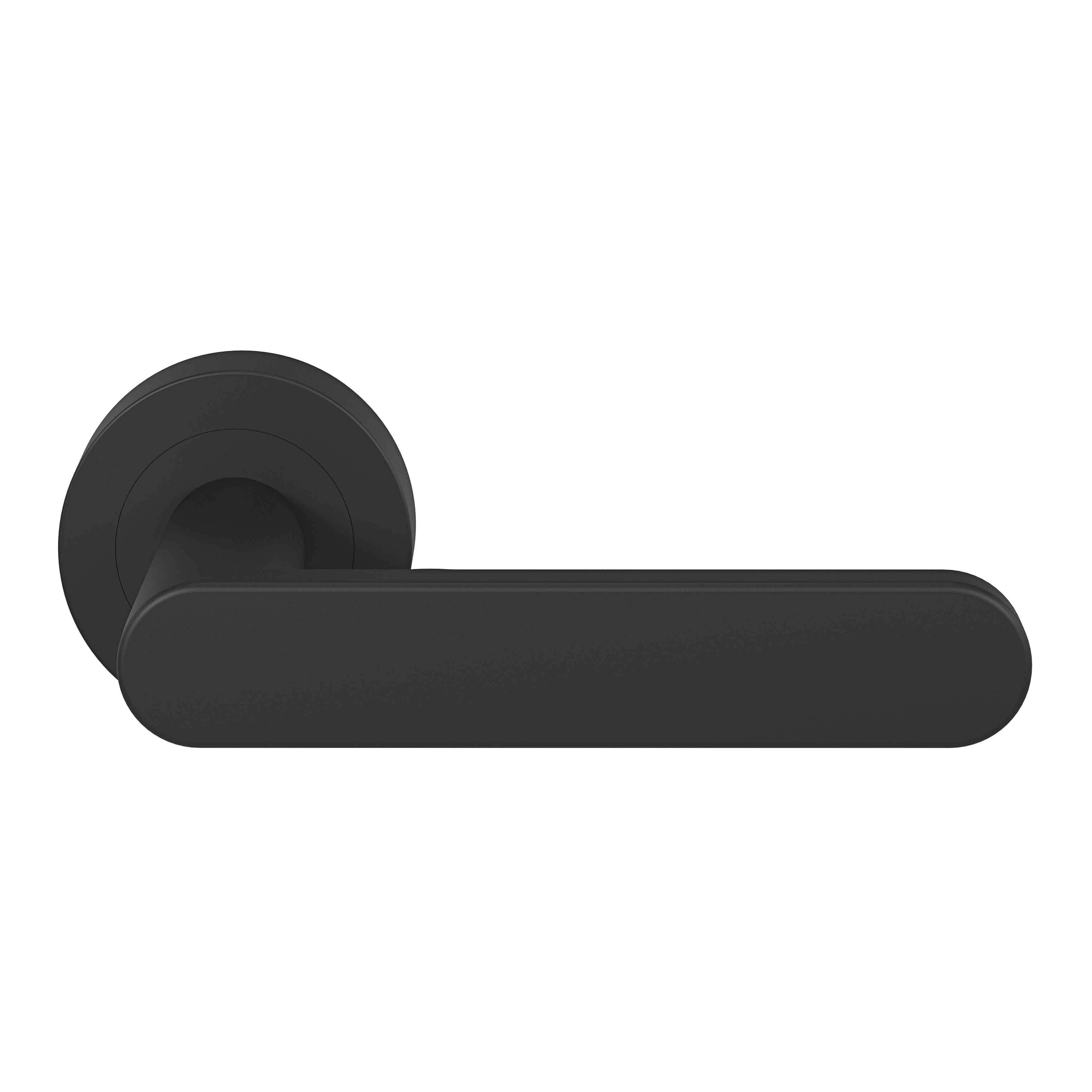 GoodHome Minzh Jet Black Round Latch Door handle (L)120mm, Pair
